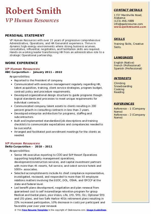 VP Human Resources Resume Samples - Vp Human Resources 1641973980 Pdf 