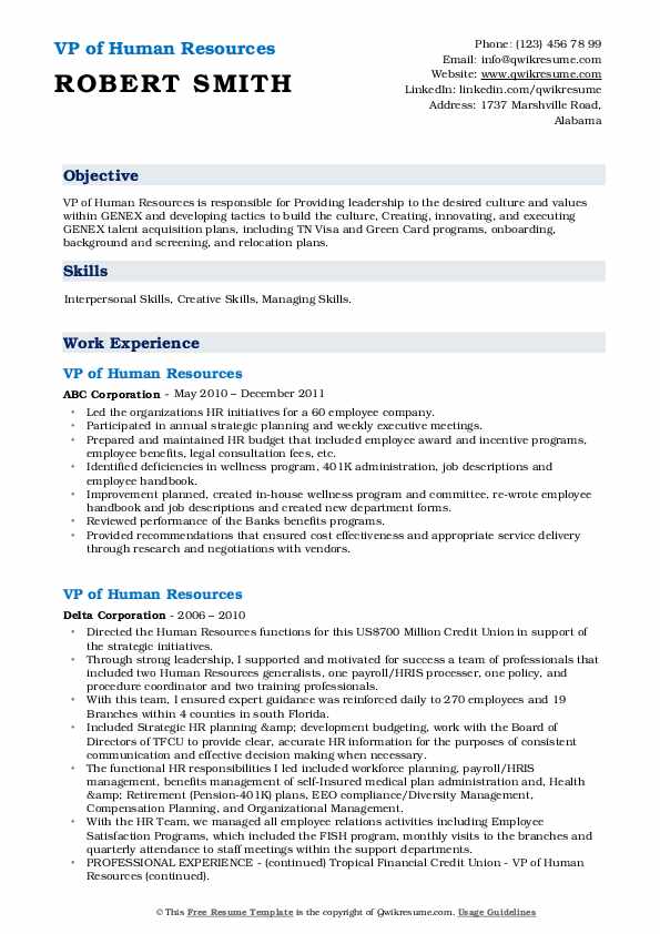 VP of Human Resources Resume Samples - Vp Of Human Resources 1647444938 Pdf 
