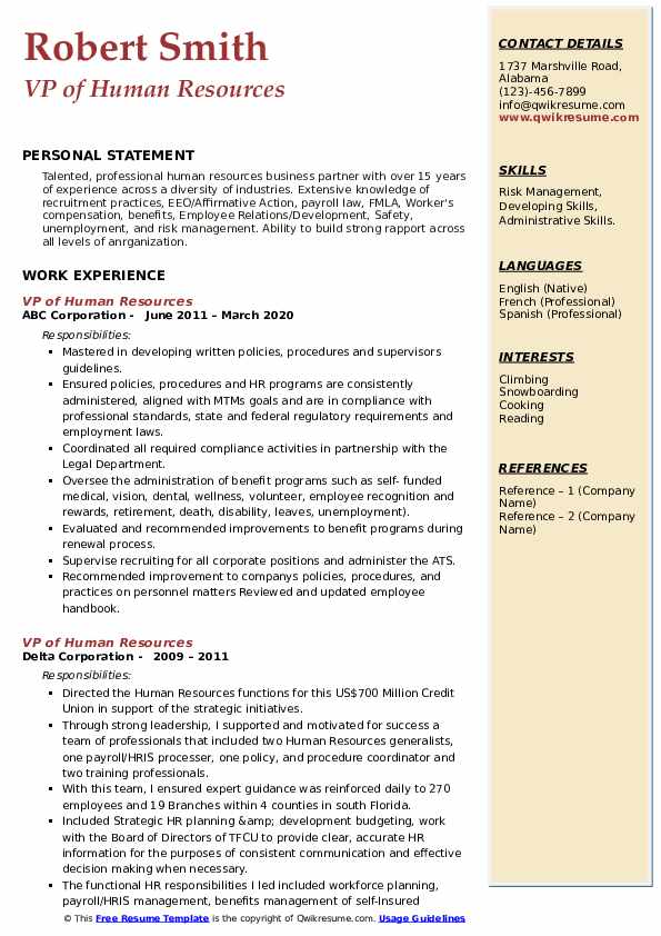VP of Human Resources Resume Samples - Vp Of Human Resources 1647444999 Pdf 