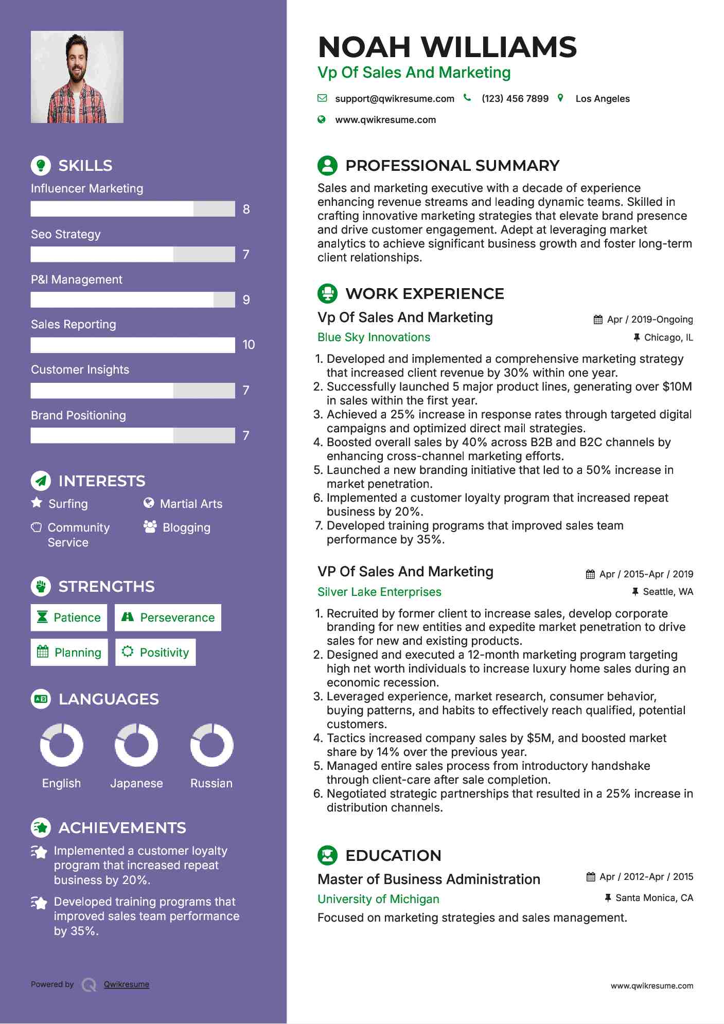 Vp Of Sales And Marketing Resume Model