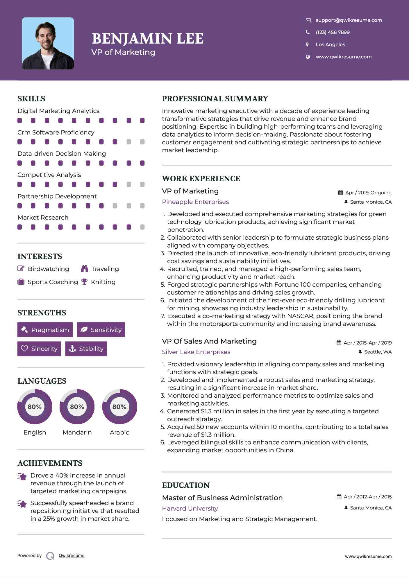 VP of Marketing Resume Format
