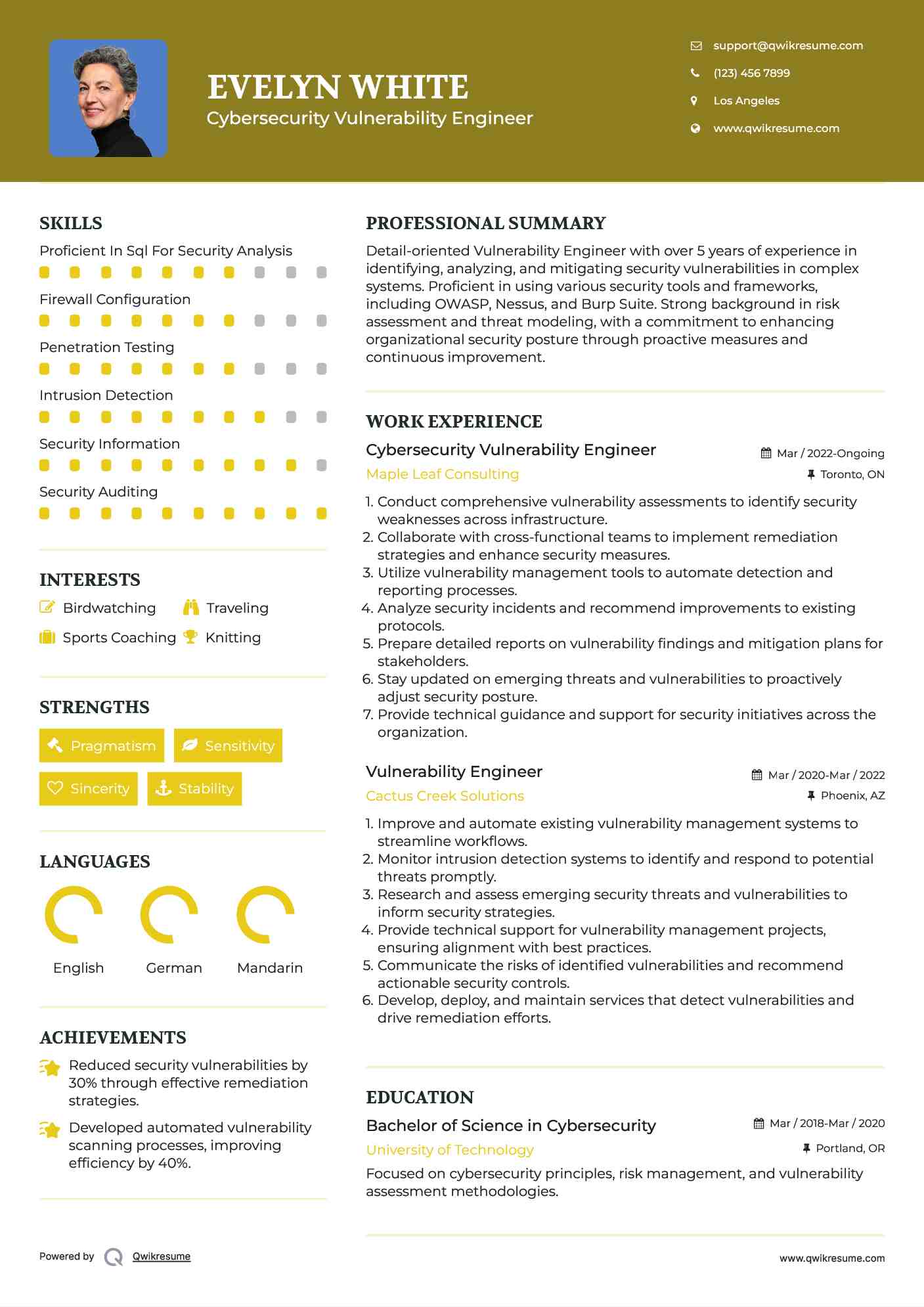 Cybersecurity Vulnerability Engineer Resume Template