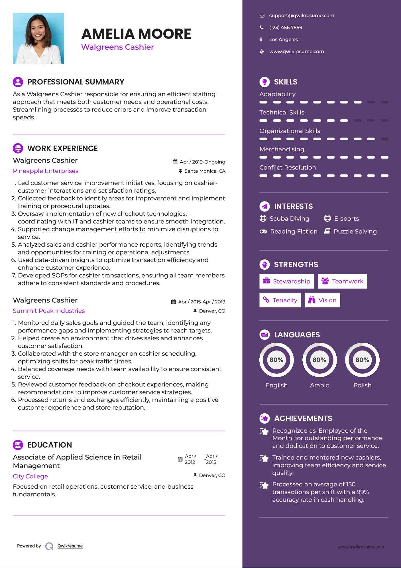 Walgreens Cashier Resume Template