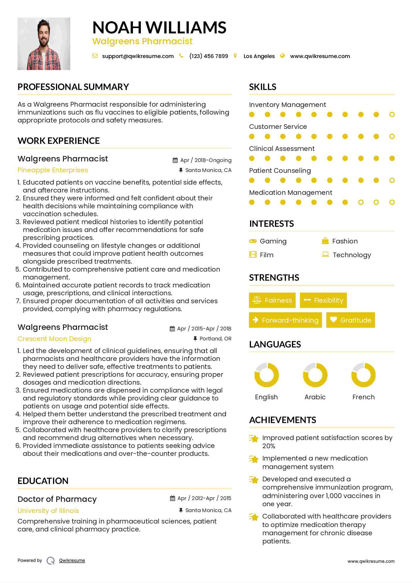 Walgreens Pharmacist Resume Template