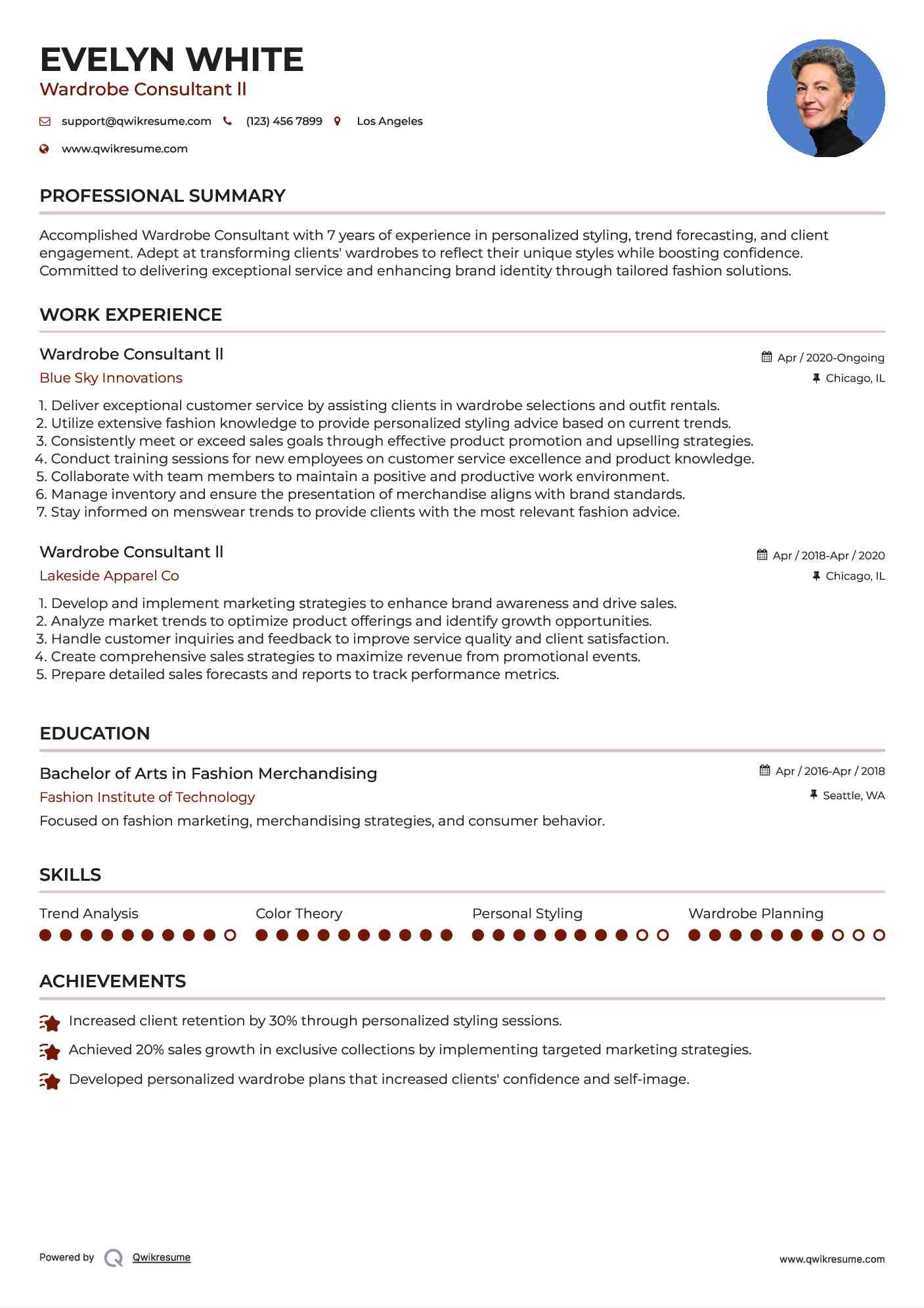 Wardrobe Consultant ll Resume Format