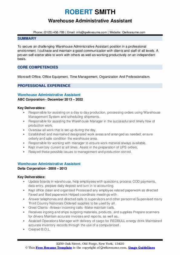 Warehouse Administrative Assistant Resume Samples QwikResume warehouse-administrative-assistant-resume-samples-qwikresume