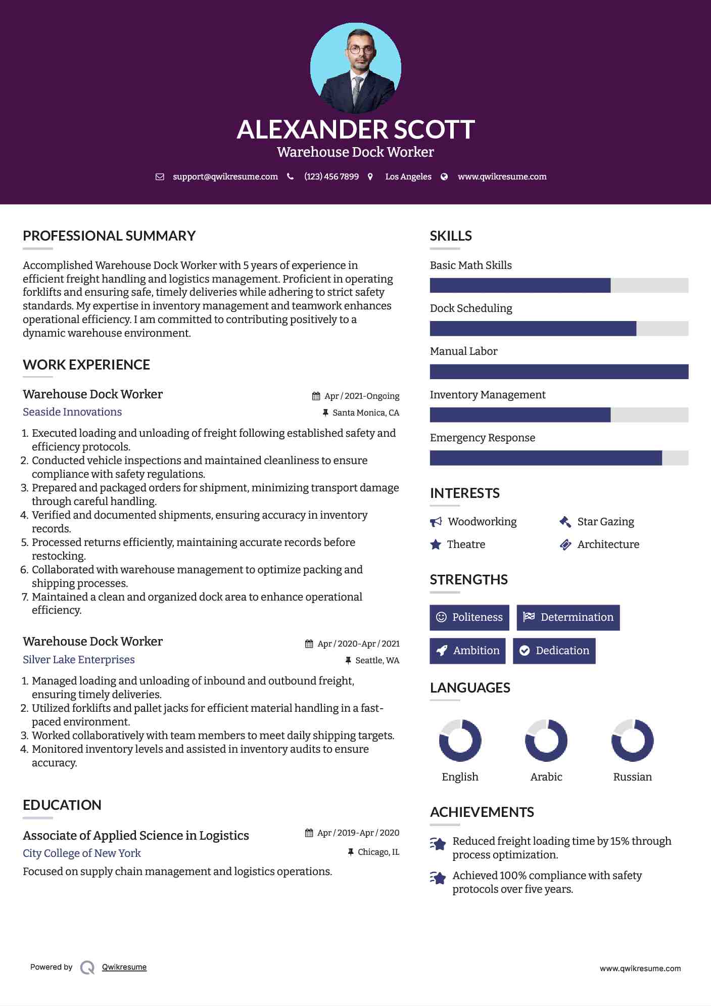 Warehouse Dock Worker Resume Samples QwikResume