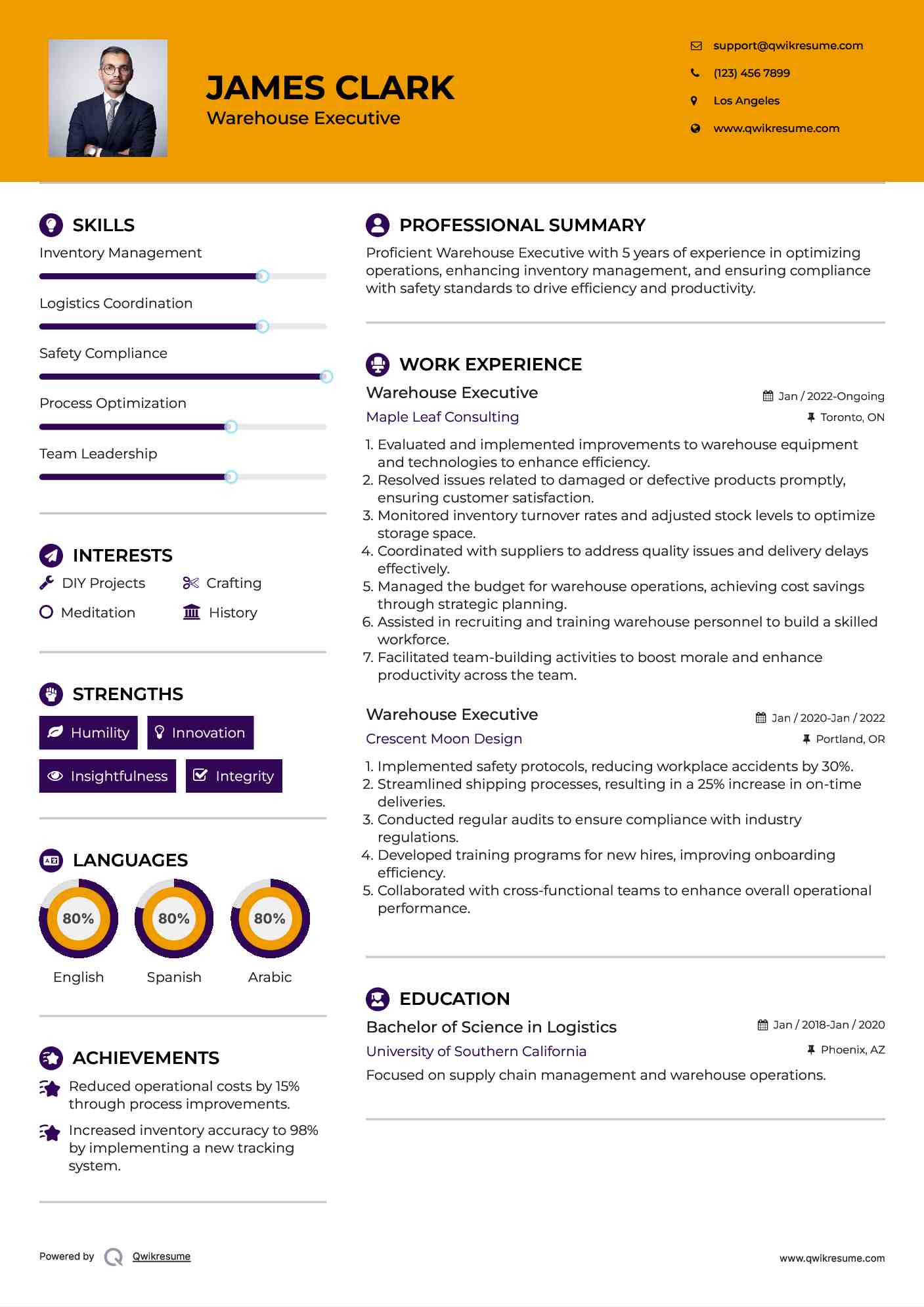 Warehouse Executive Resume Format