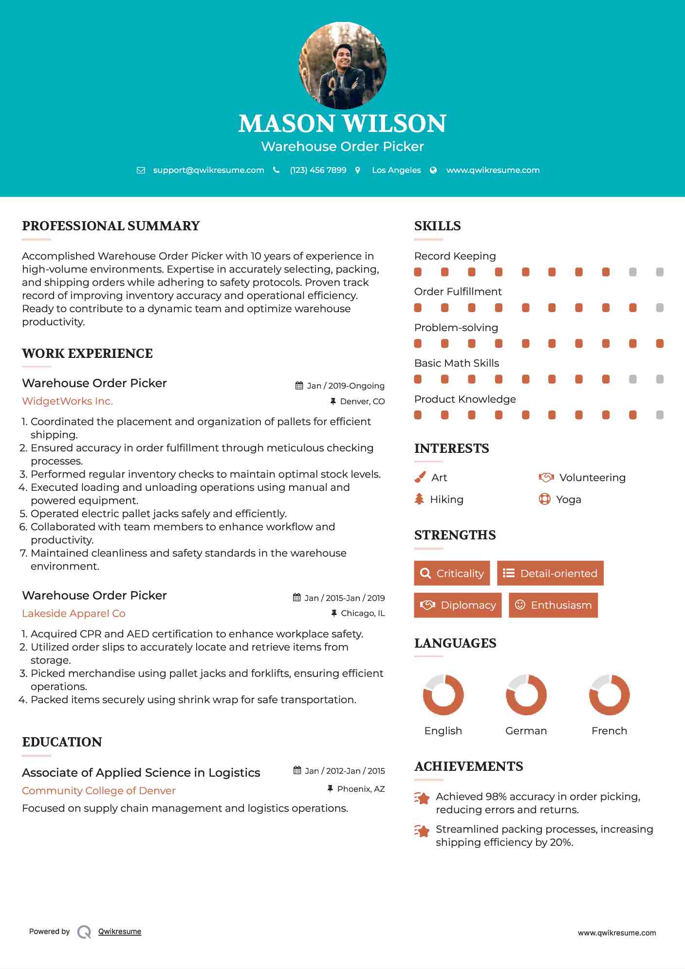 10 Warehouse Order Picker Resume - Warehouse Order Picker 1603191471 Pdf