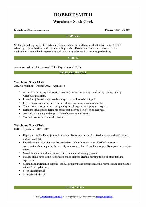 warehouse-stock-clerk-resume-samples-qwikresume