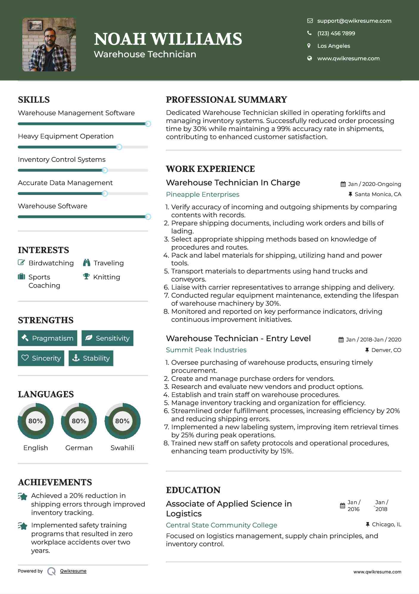 warehouse technician resume samples qwikresume warehouse technician resumes