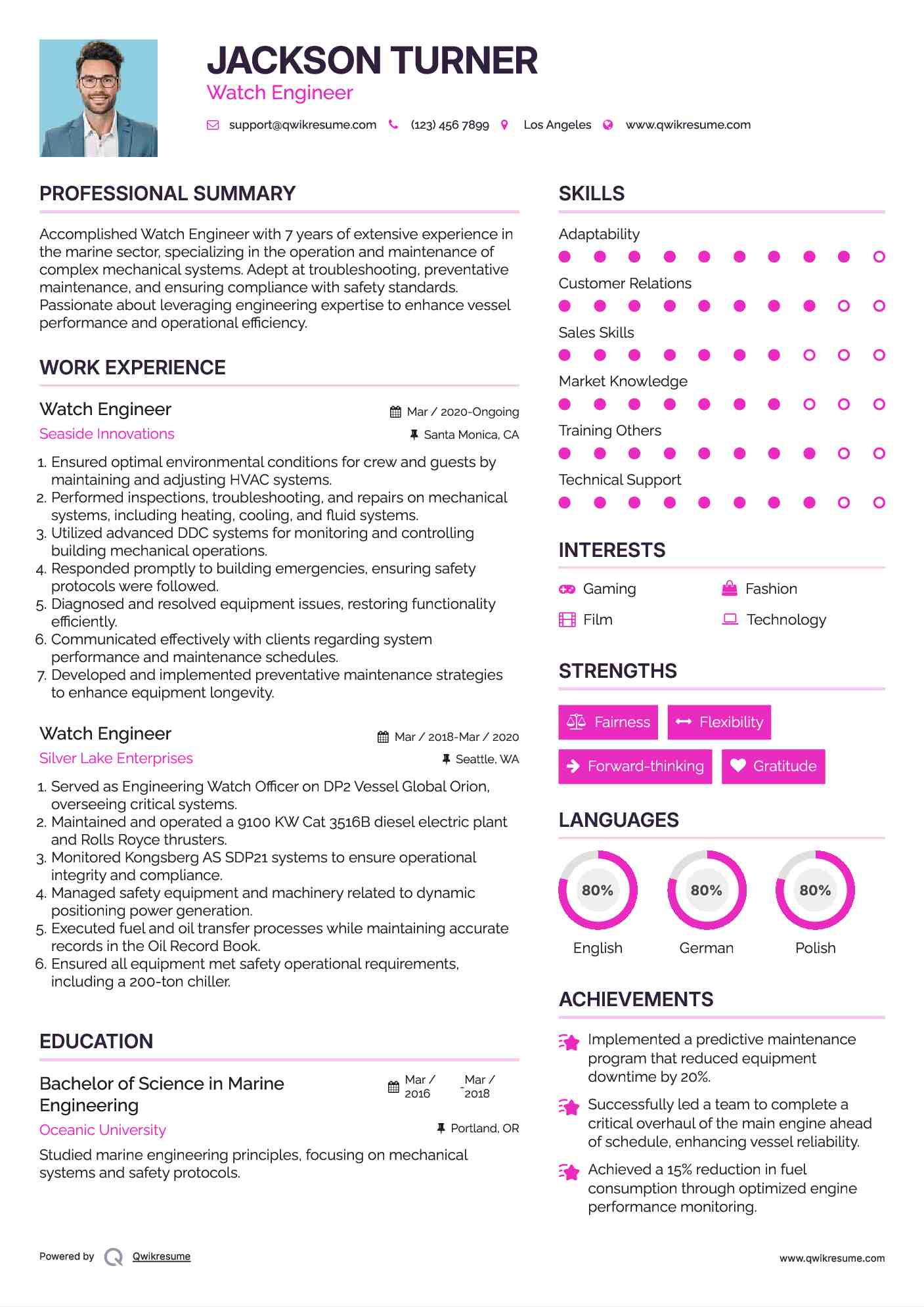Watch Engineer Resume Example