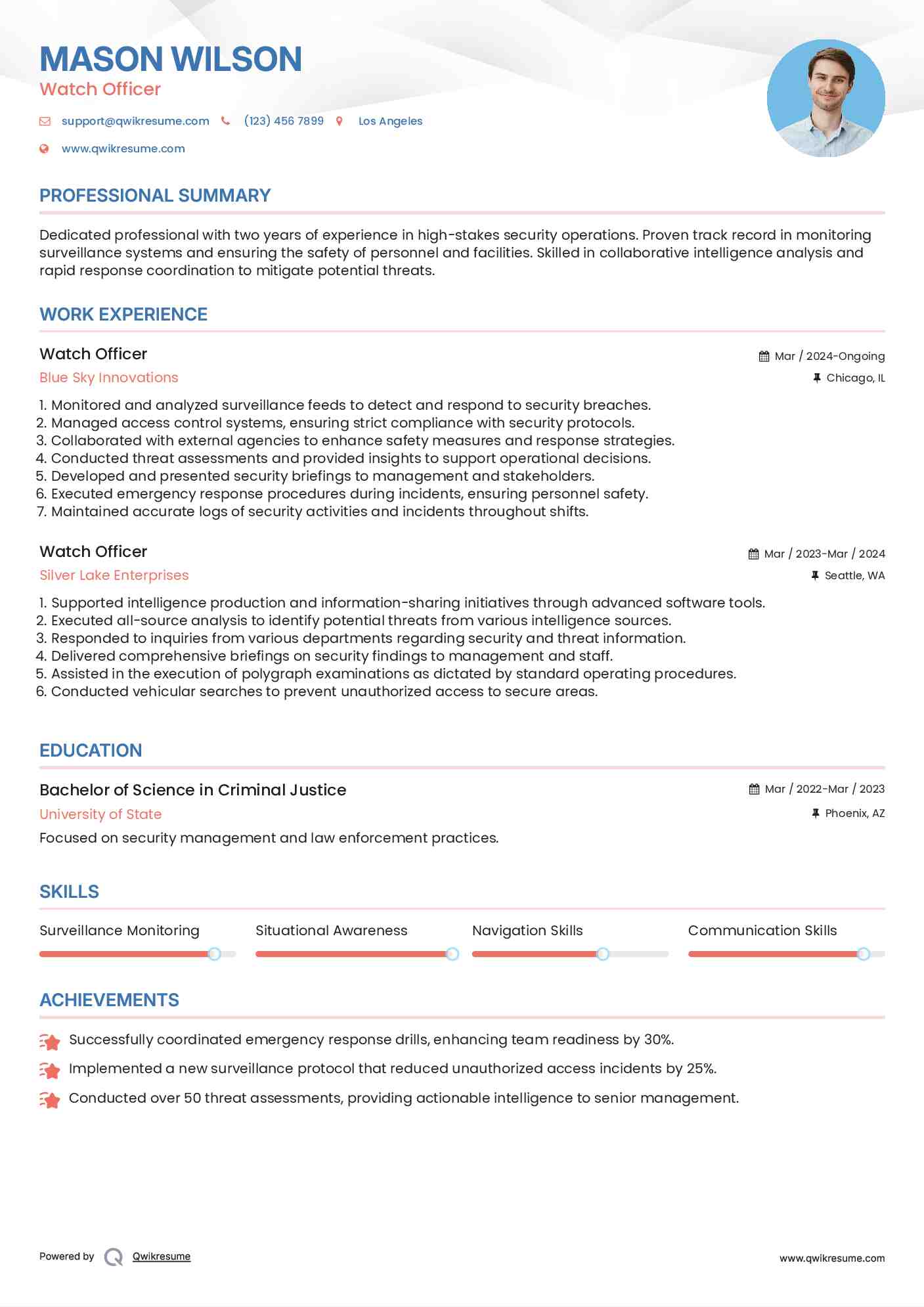 Watch Officer Resume Model