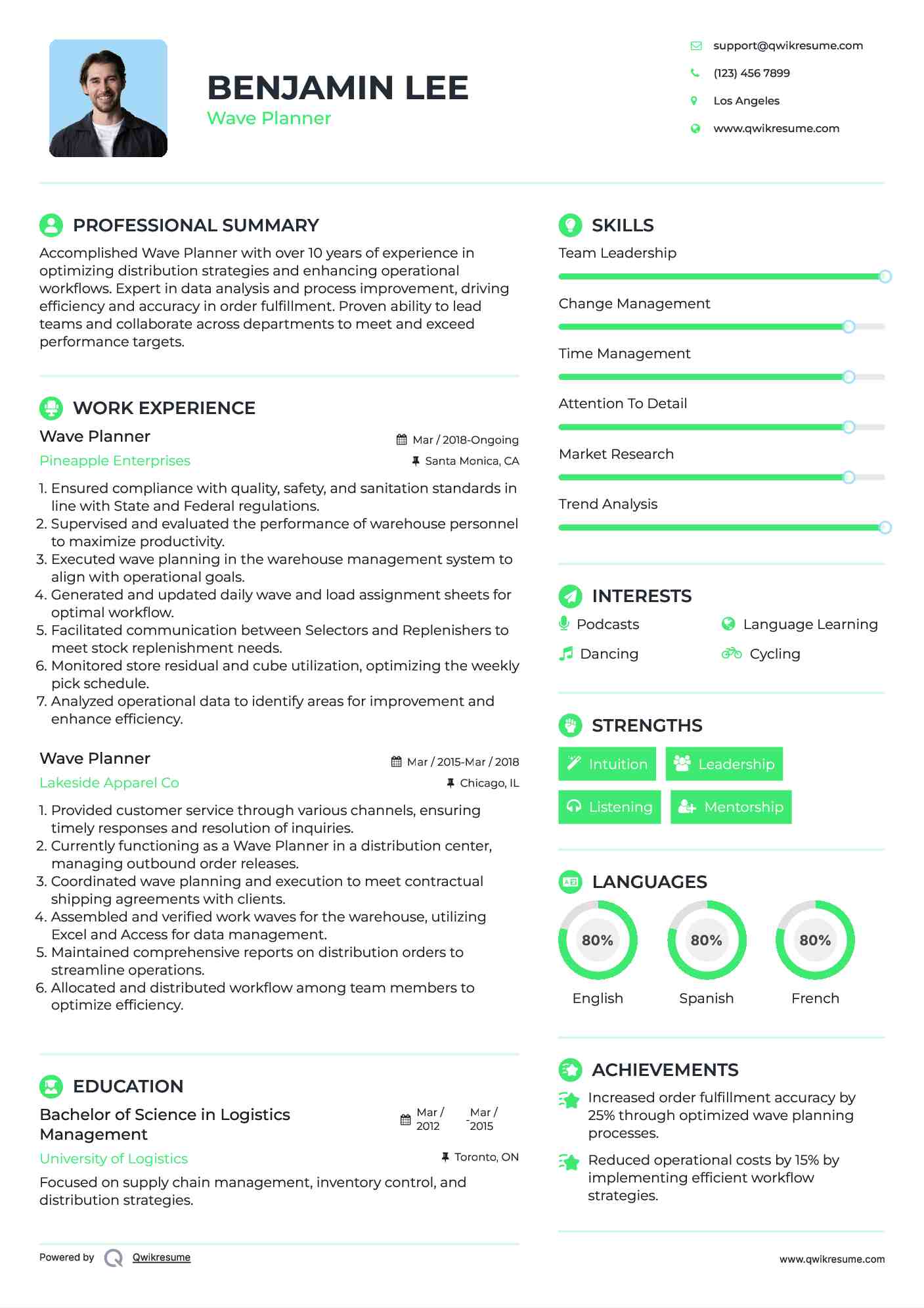 Wave Planner Resume Template