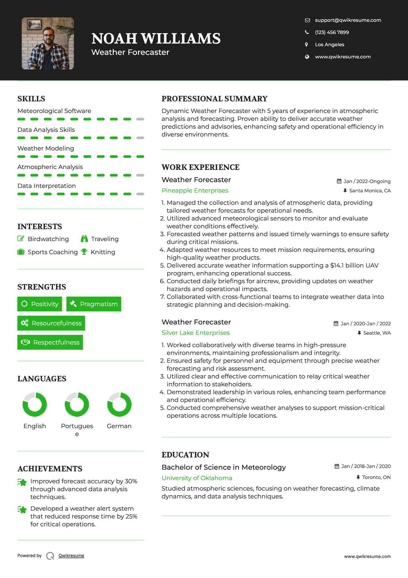 Weather Forecaster Resume Template