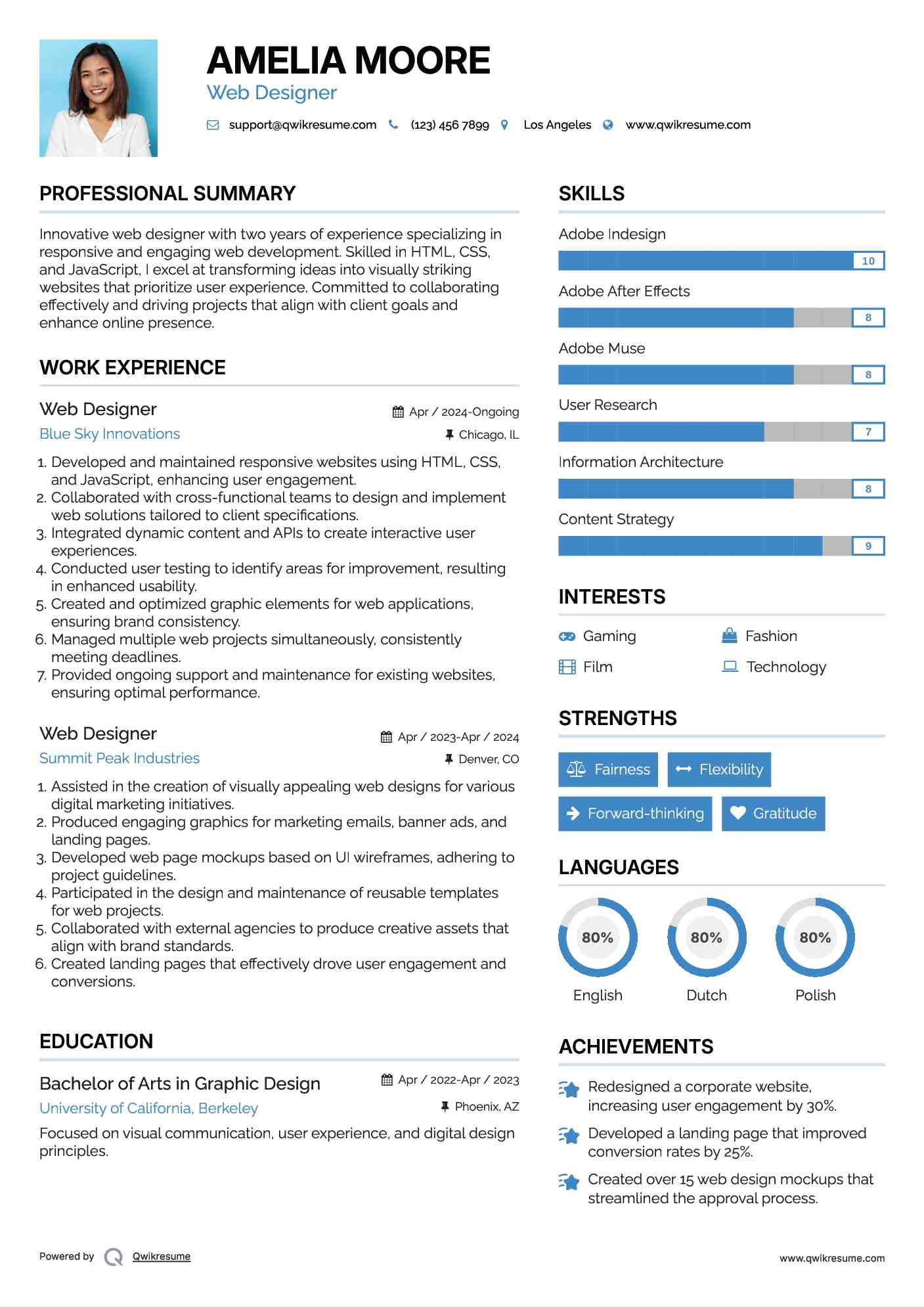 Web Designer Resume Format