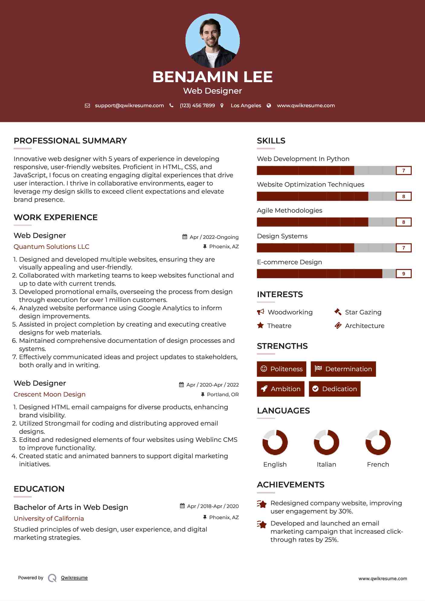 Web Designer Resume Template