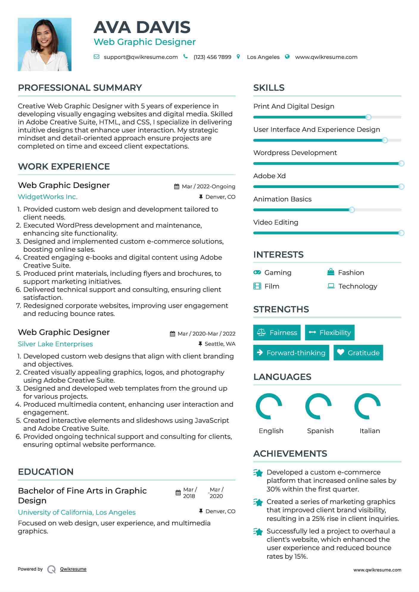 Web Graphic Designer Resume Model