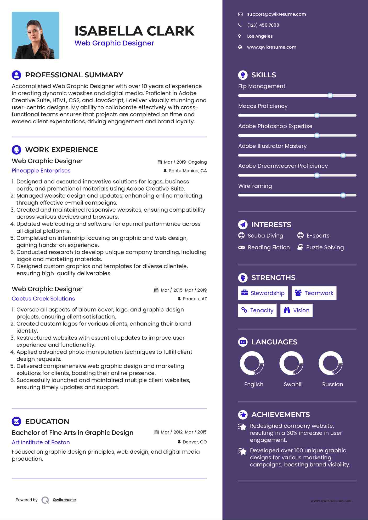 Web Graphic Designer Resume Template