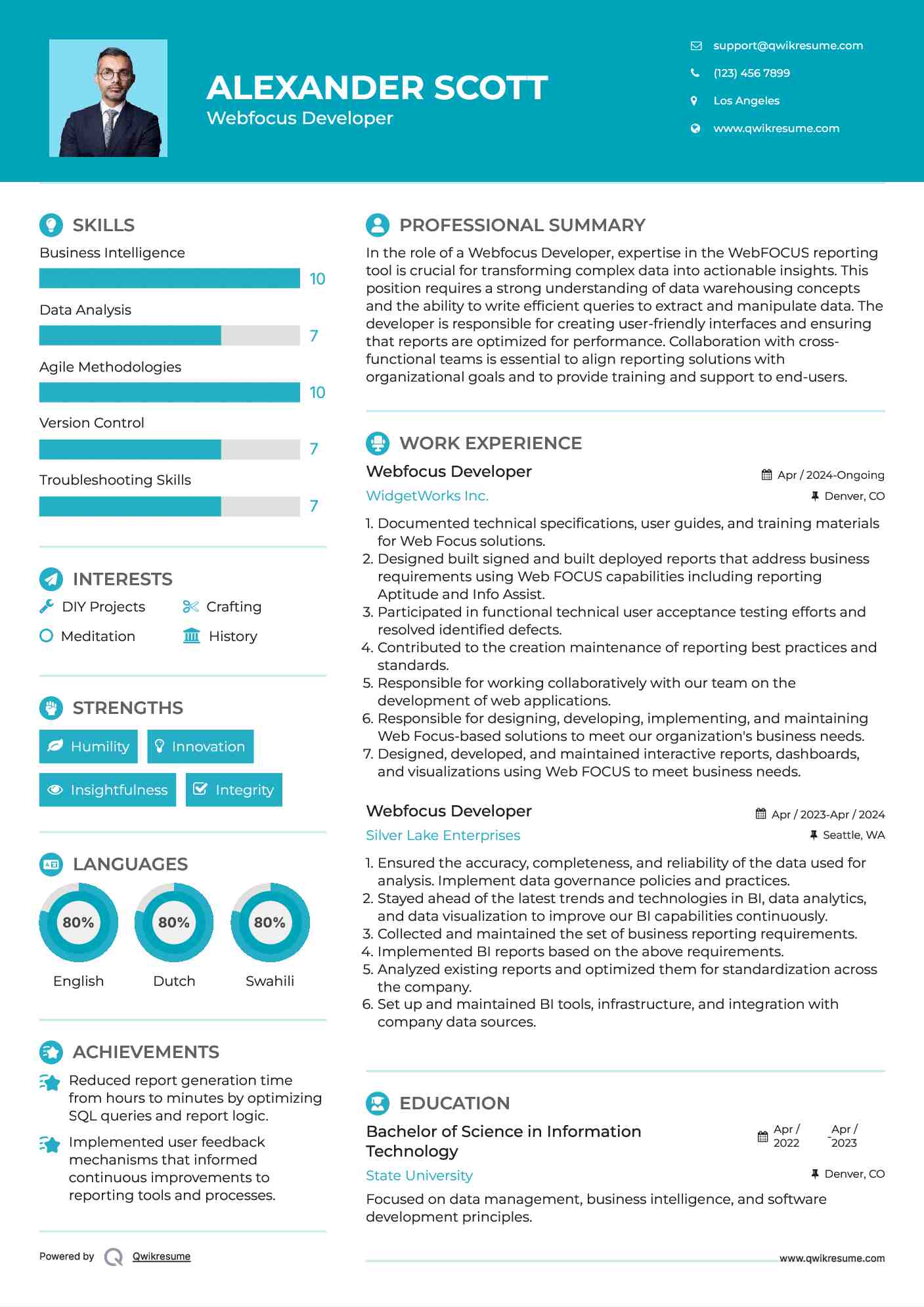 Webfocus Developer Resume Model