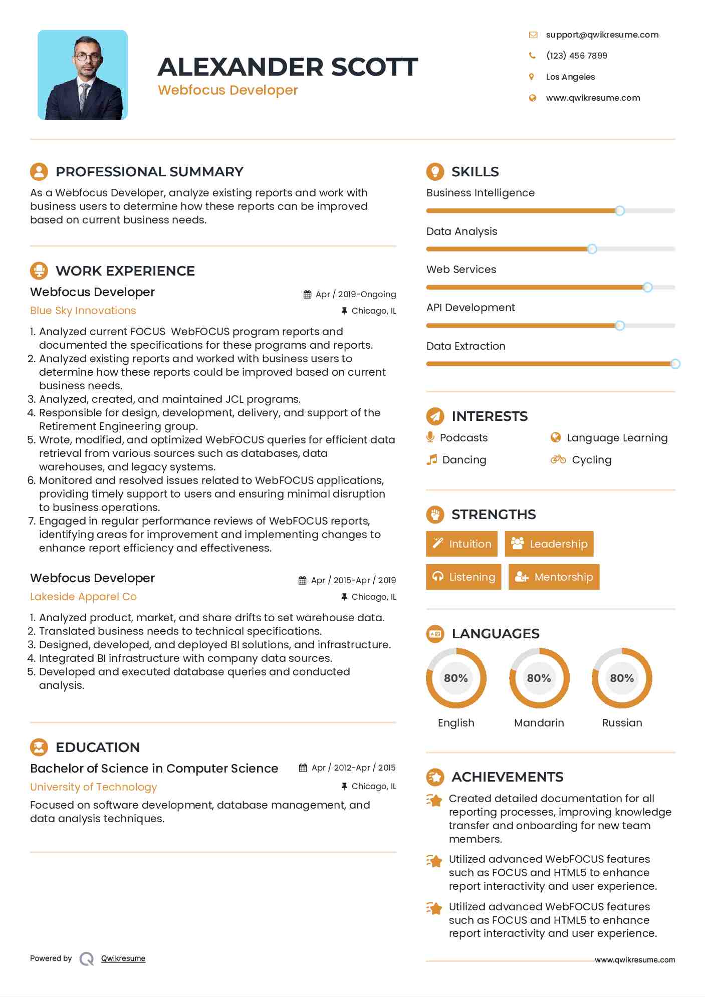 Webfocus Developer Resume Model