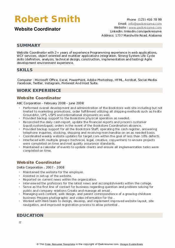 website-coordinator-resume-samples-qwikresume