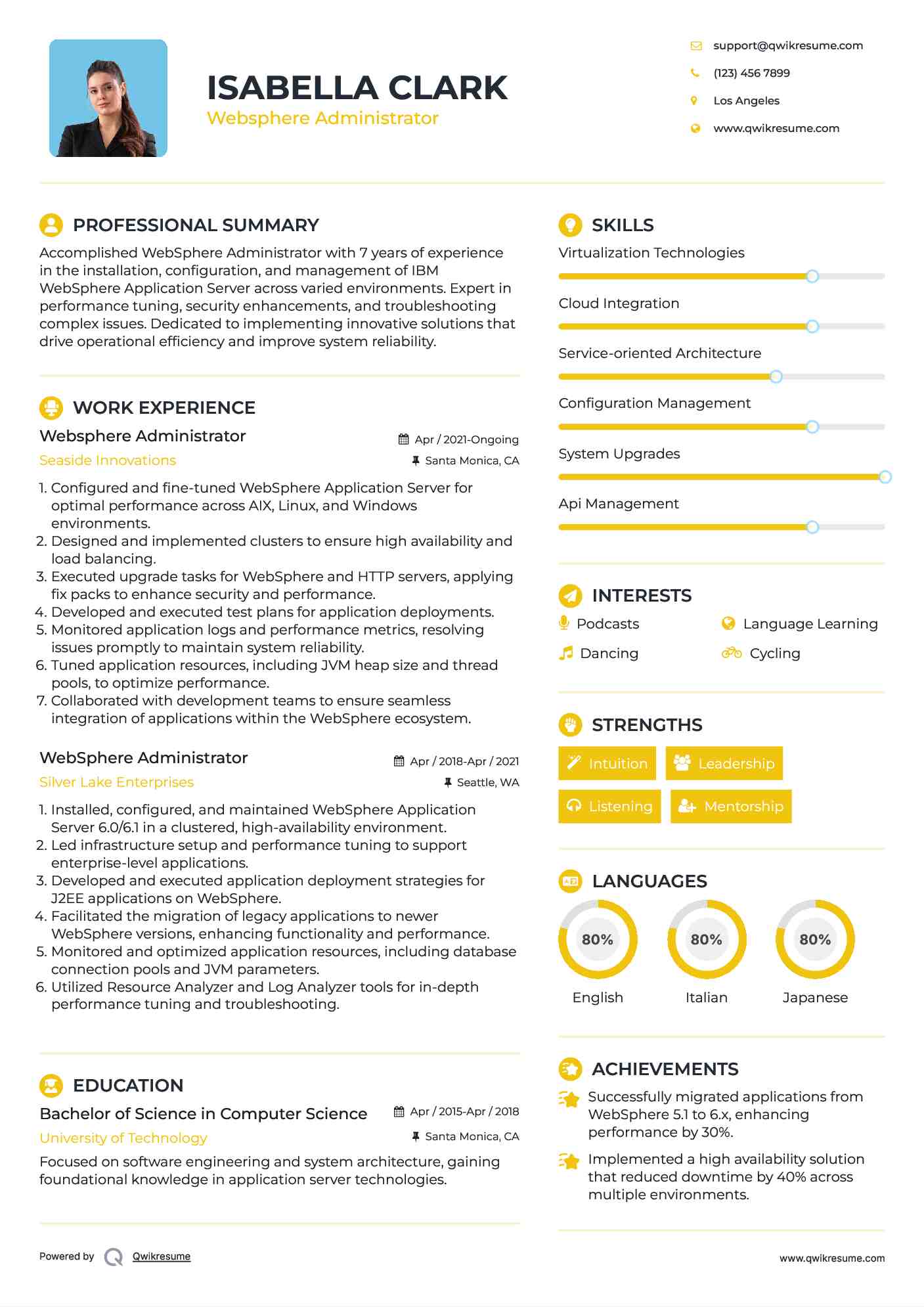 Websphere Administrator Resume Example