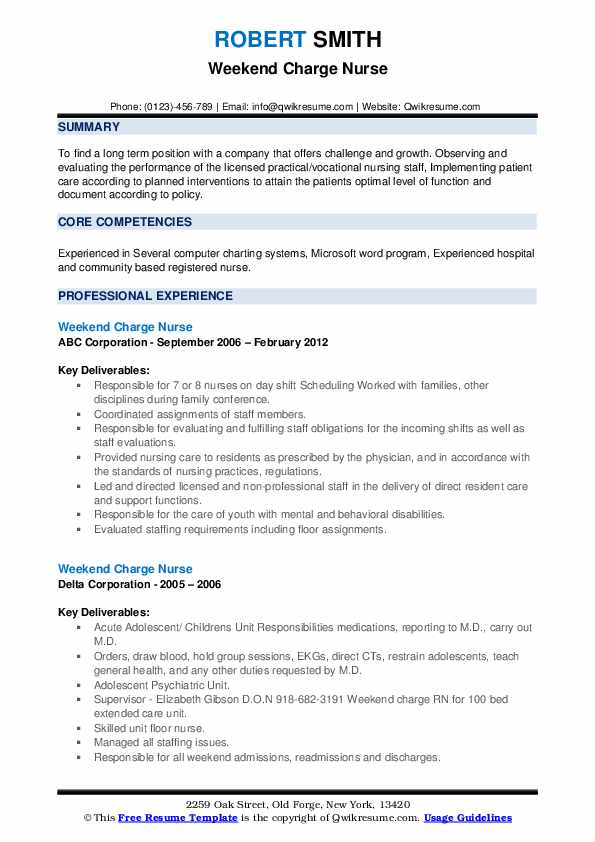 Weekend Charge Nurse Resume Samples - Weekend Charge Nurse 1662368745 Pdf