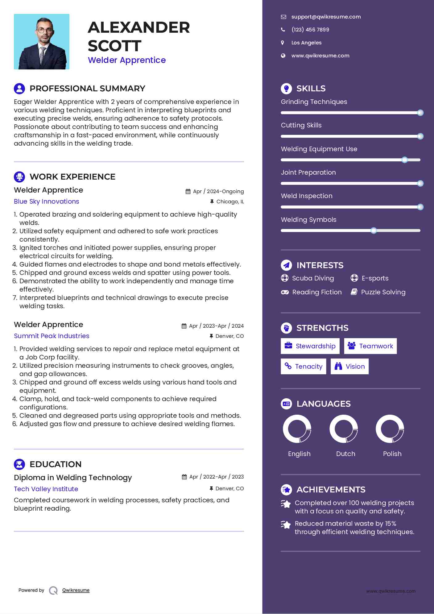 Welder Apprentice Resume Format