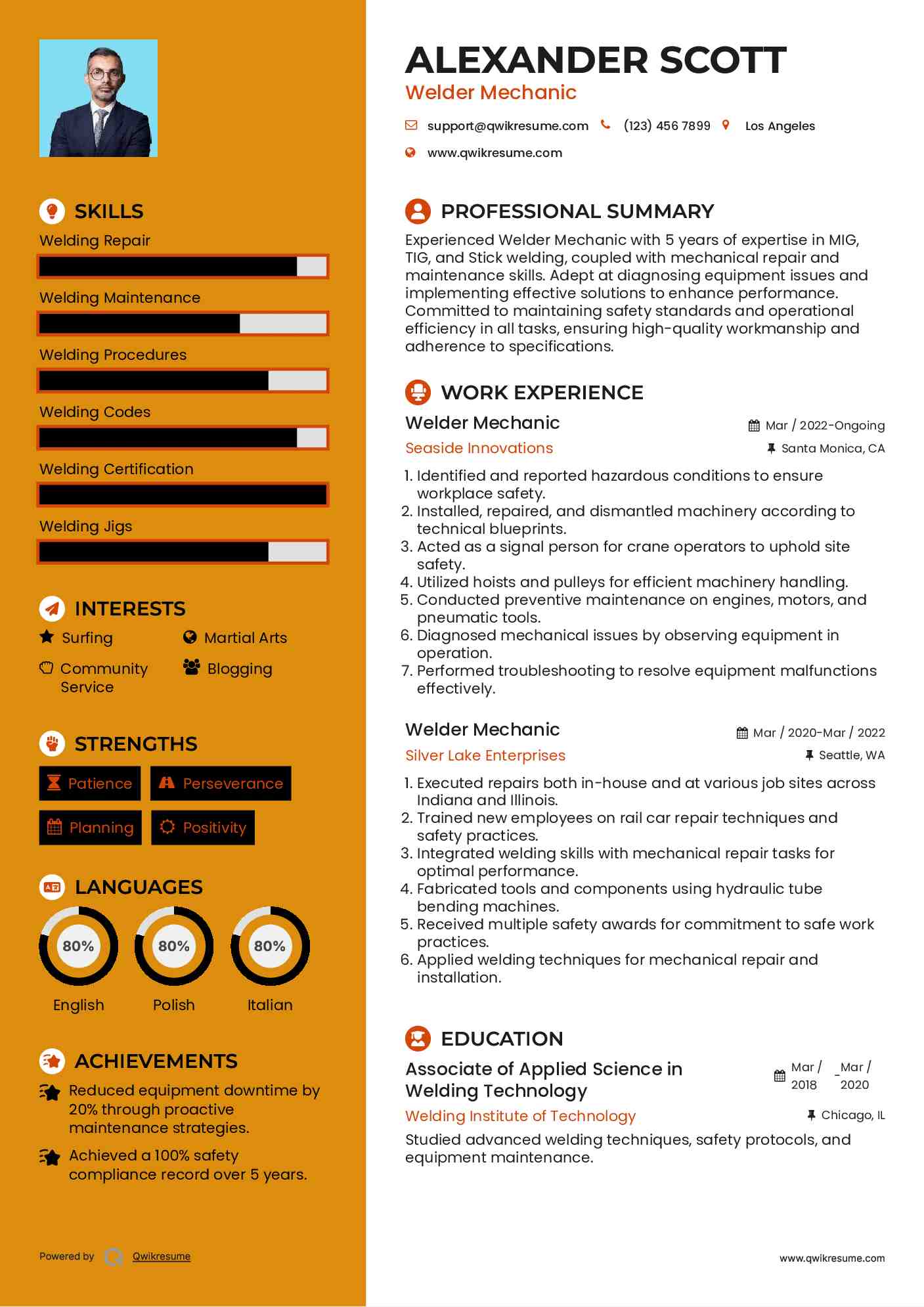 Welder Mechanic Resume Template