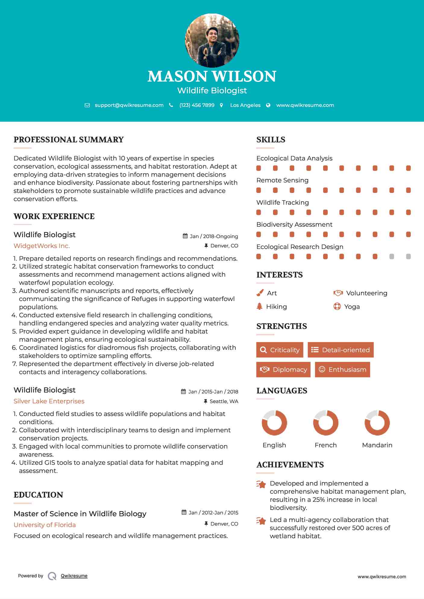 Wildlife Biologist Resume Template