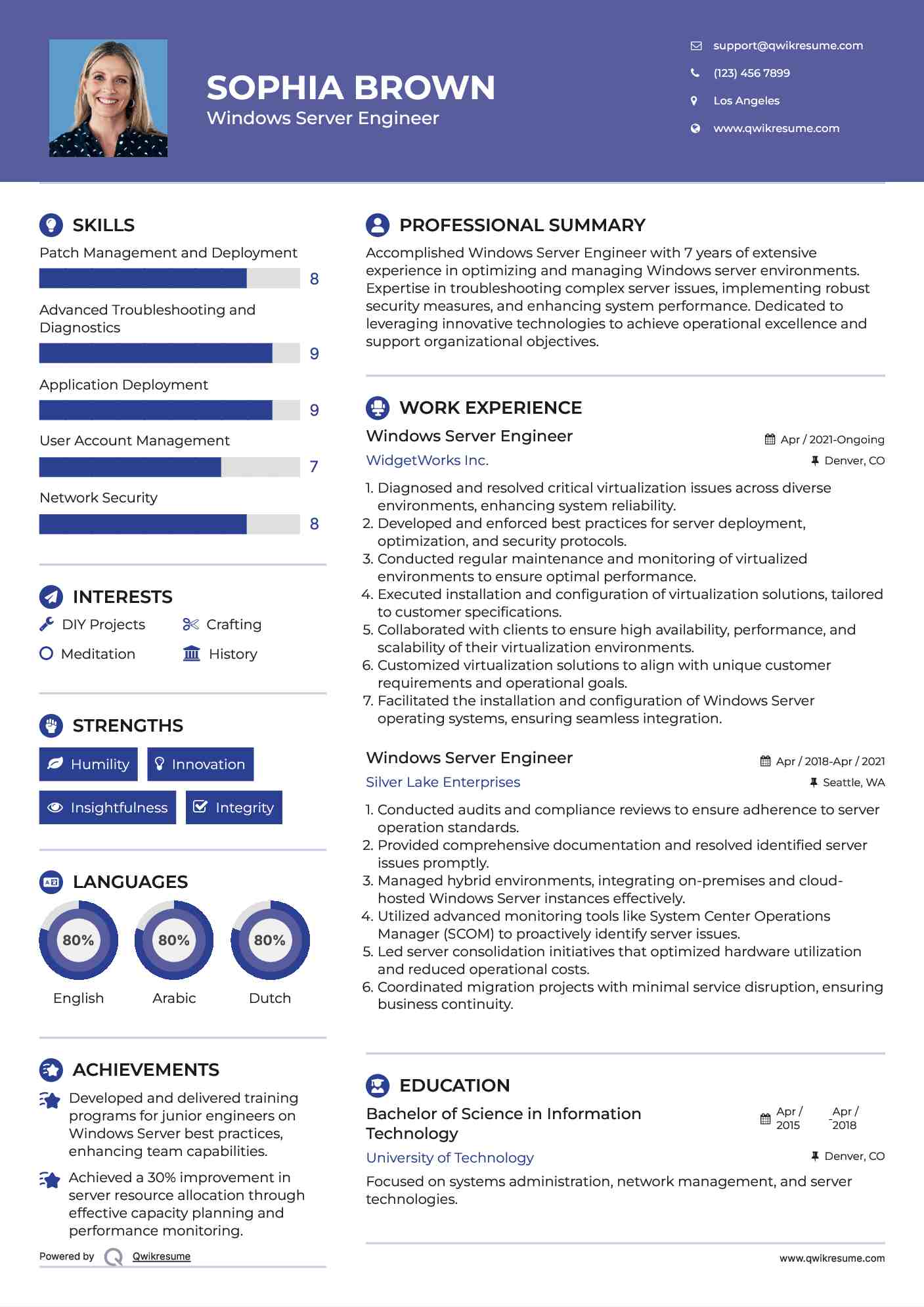 Windows Server Engineer Resume Format