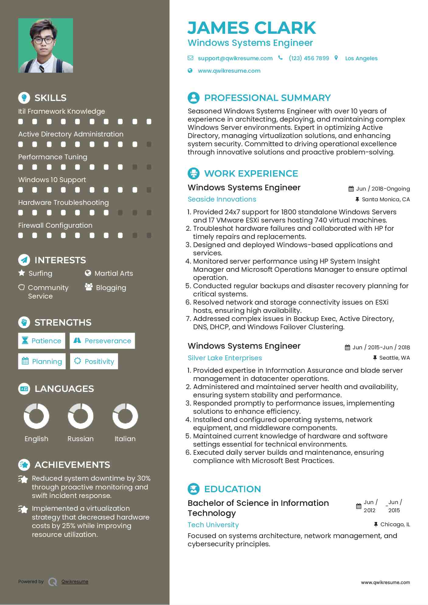 Windows Systems Engineer Resume Model