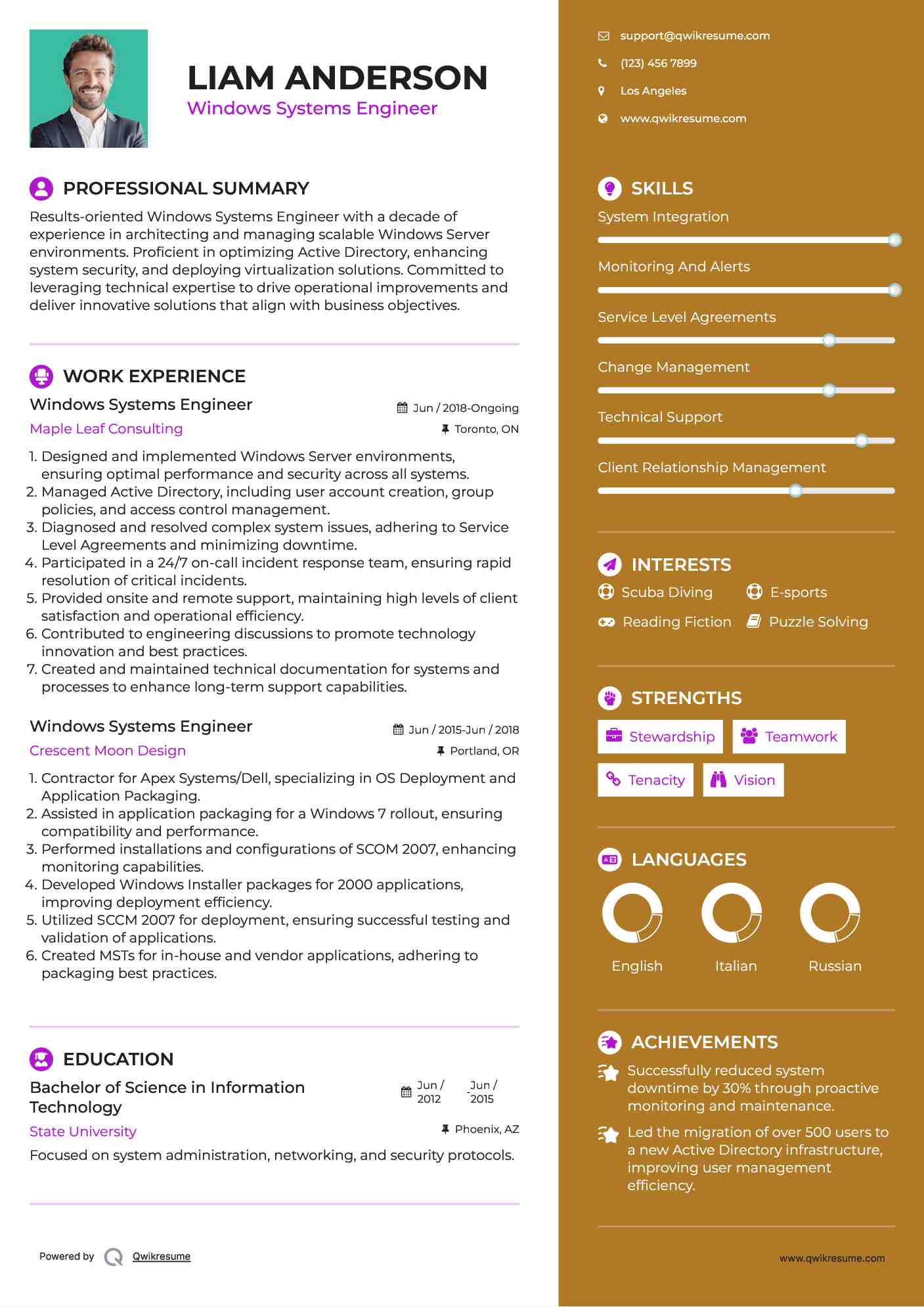 Windows Systems Engineer Resume Example