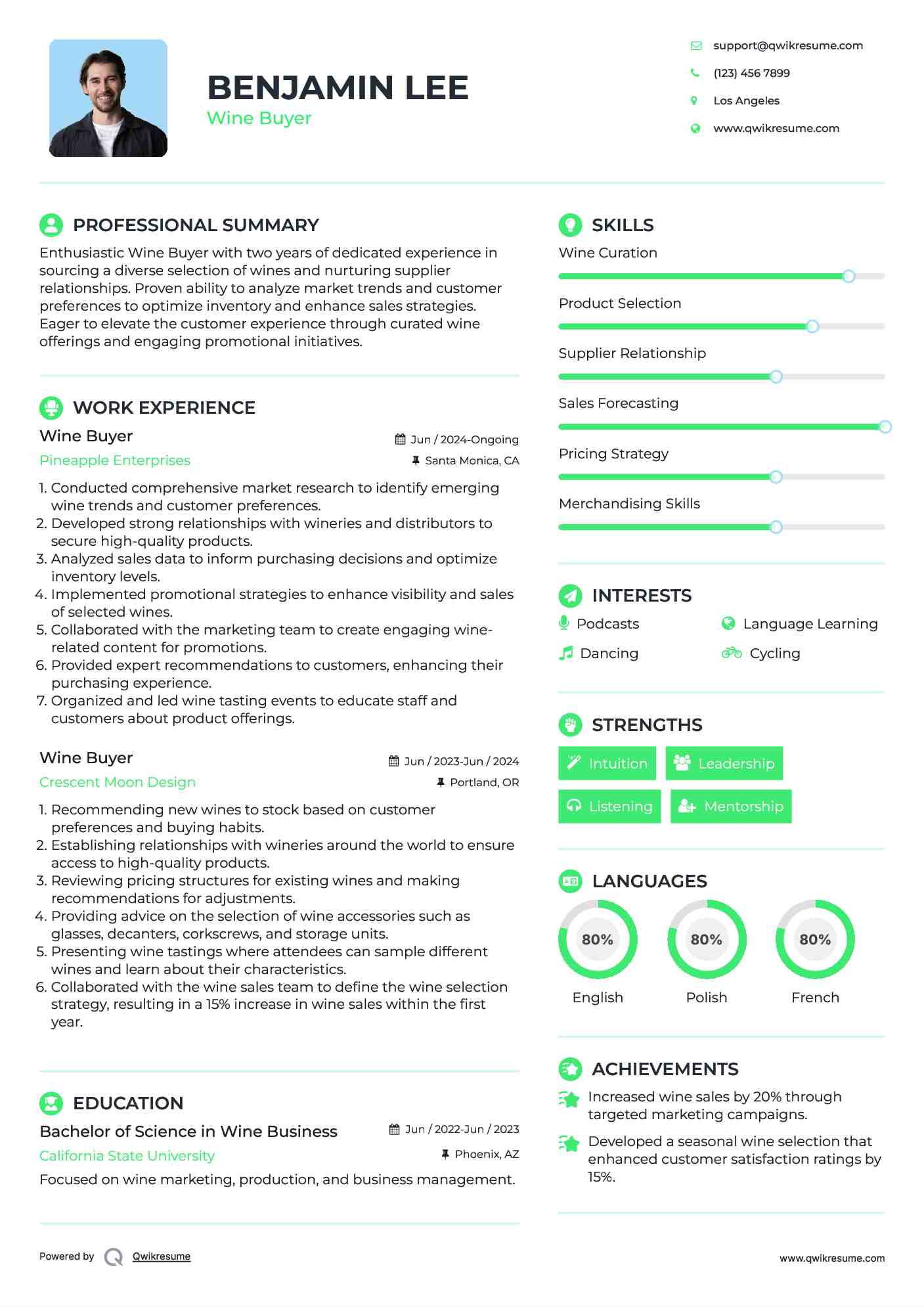 Wine Buyer Resume Samples QwikResume