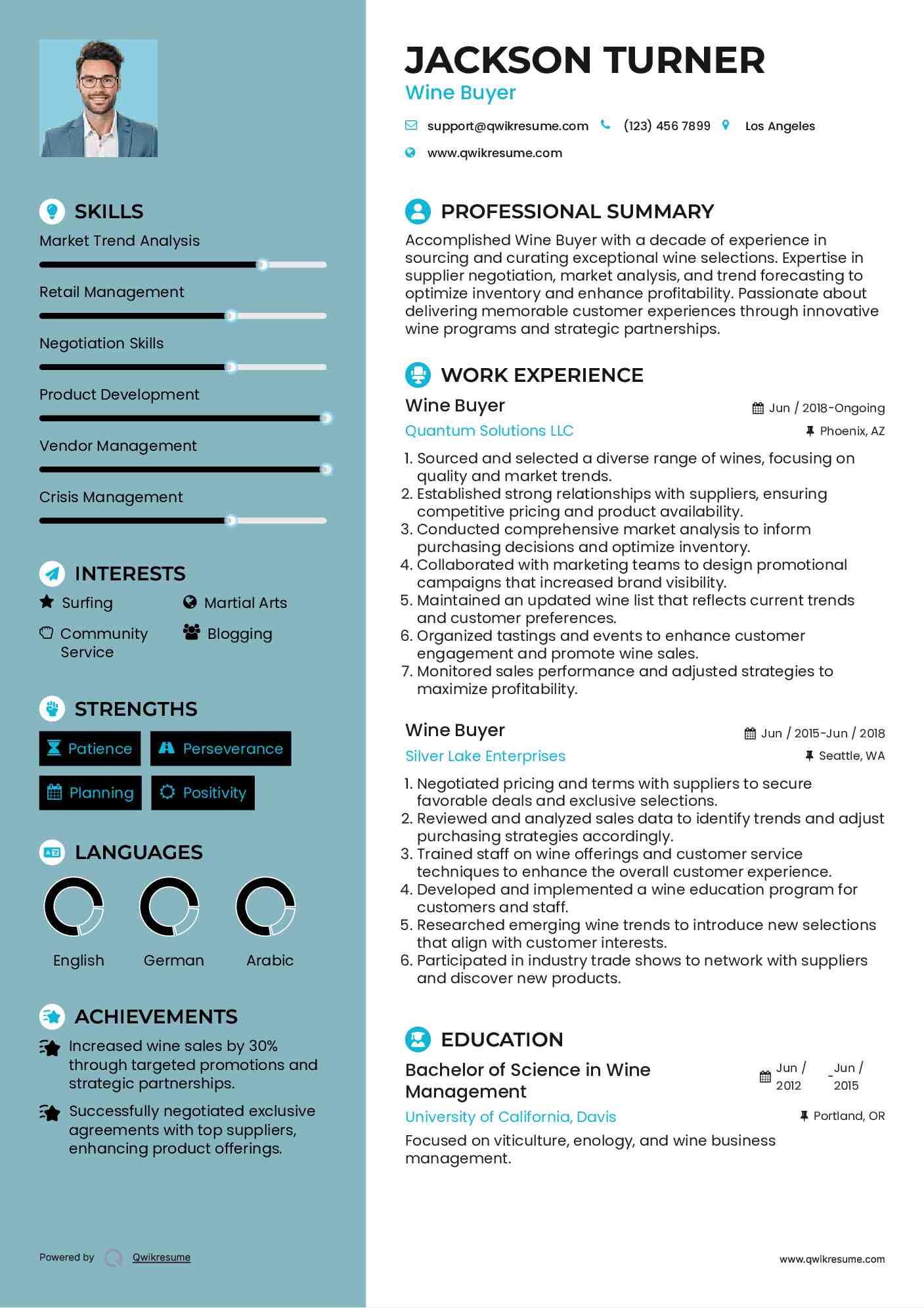 Wine Buyer Resume Model