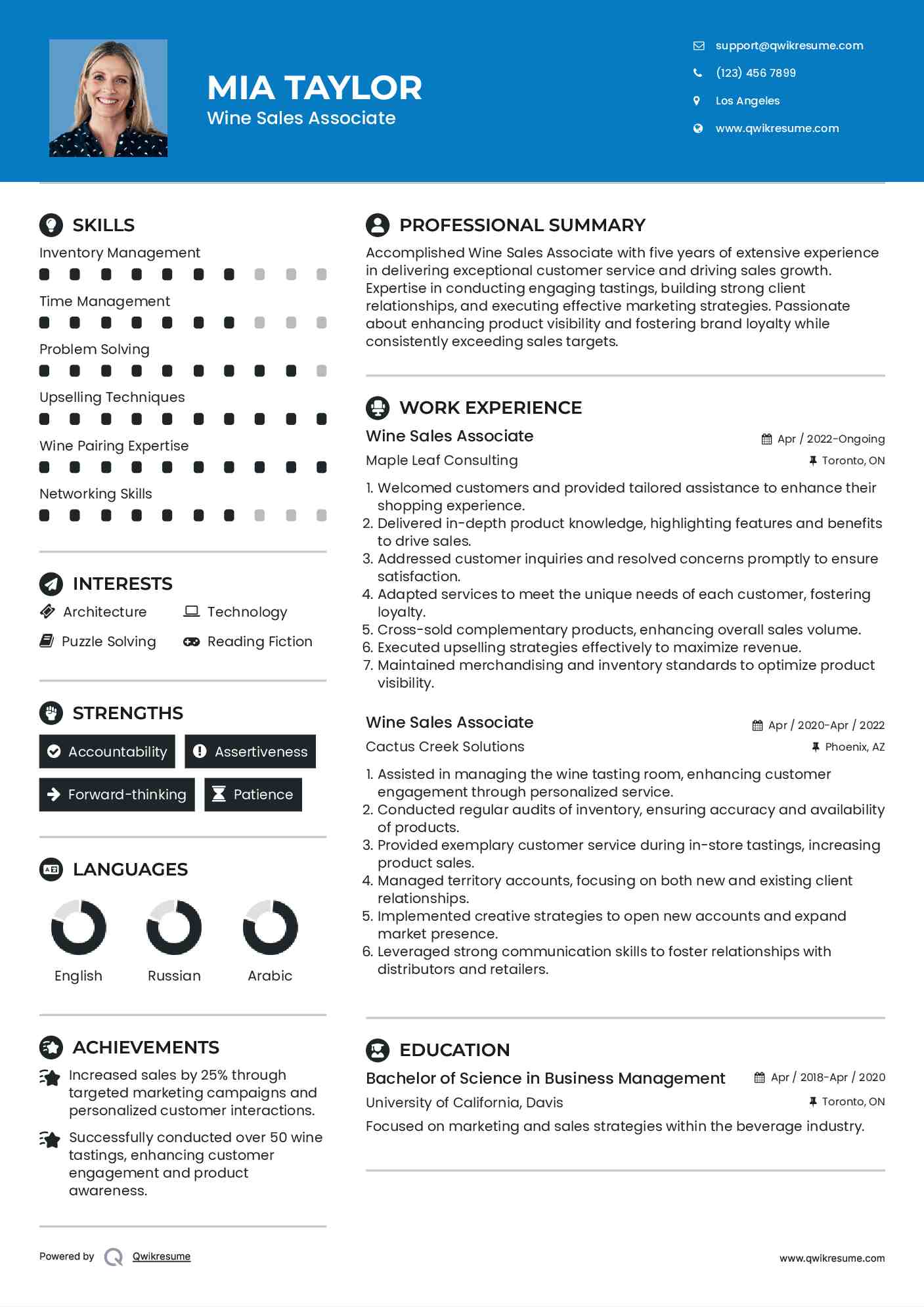 Wine Sales Associate Resume Format