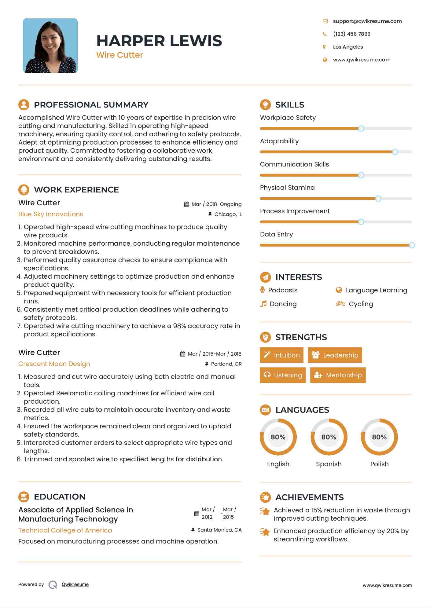 Wire Cutter Resume Template