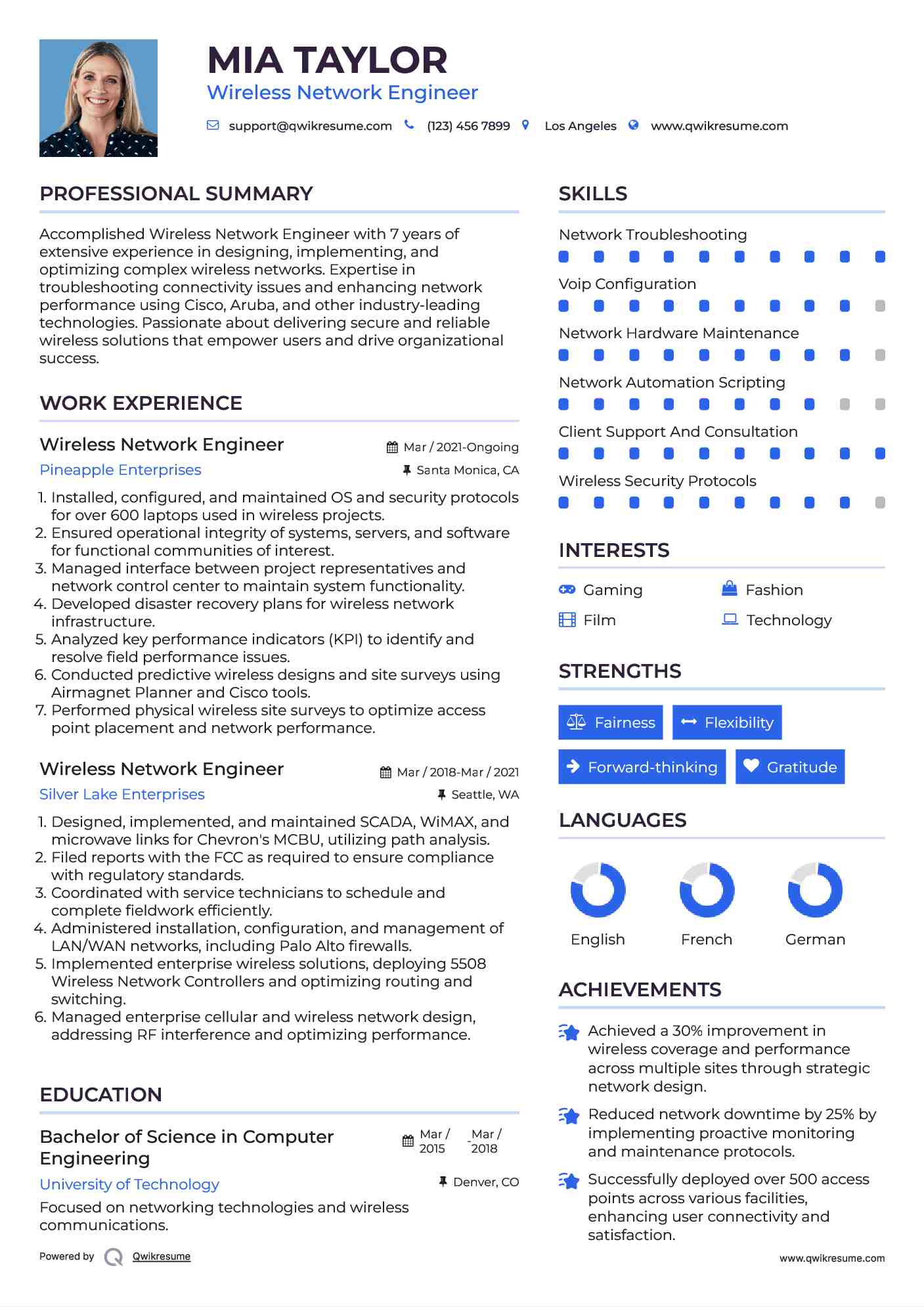 Wireless Network Engineer Resume Model