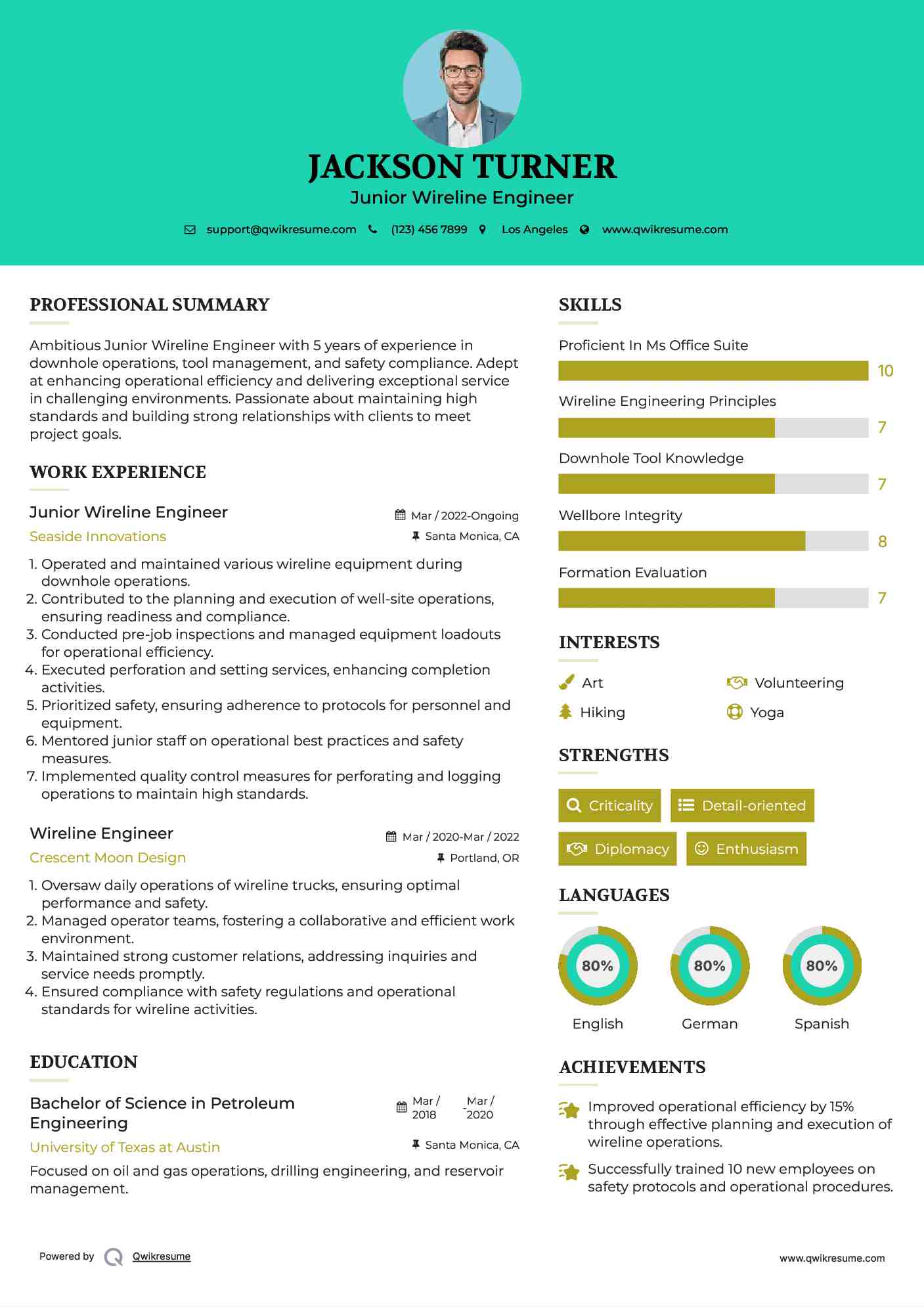 Wireline Engineer Resume Samples QwikResume