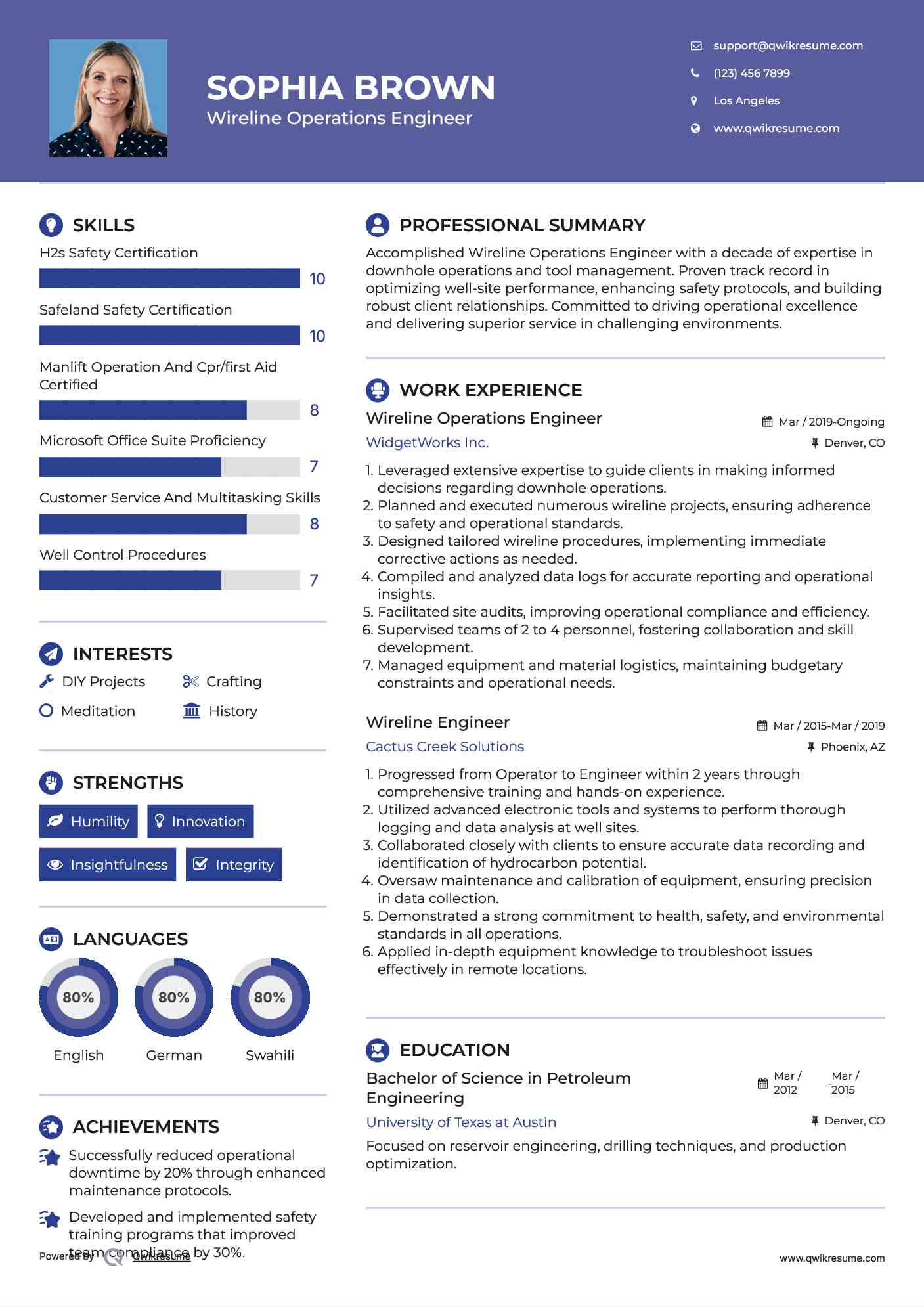 Wireline Engineer Resume Samples QwikResume