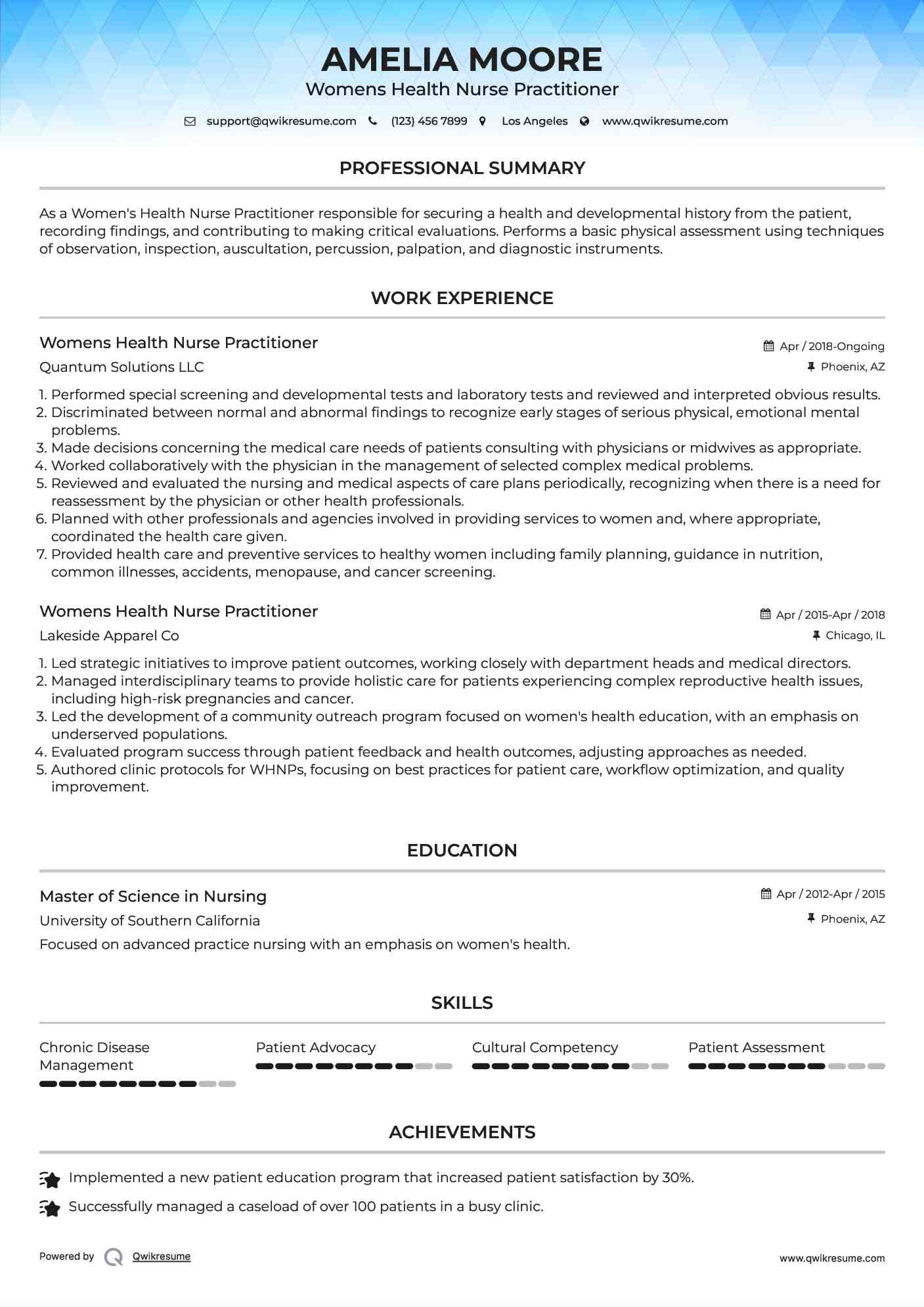 Womens Health Nurse Practitioner Resume Template