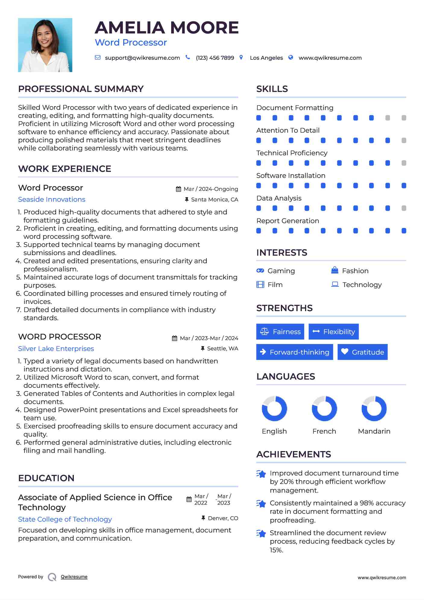 Word Processor Resume Format
