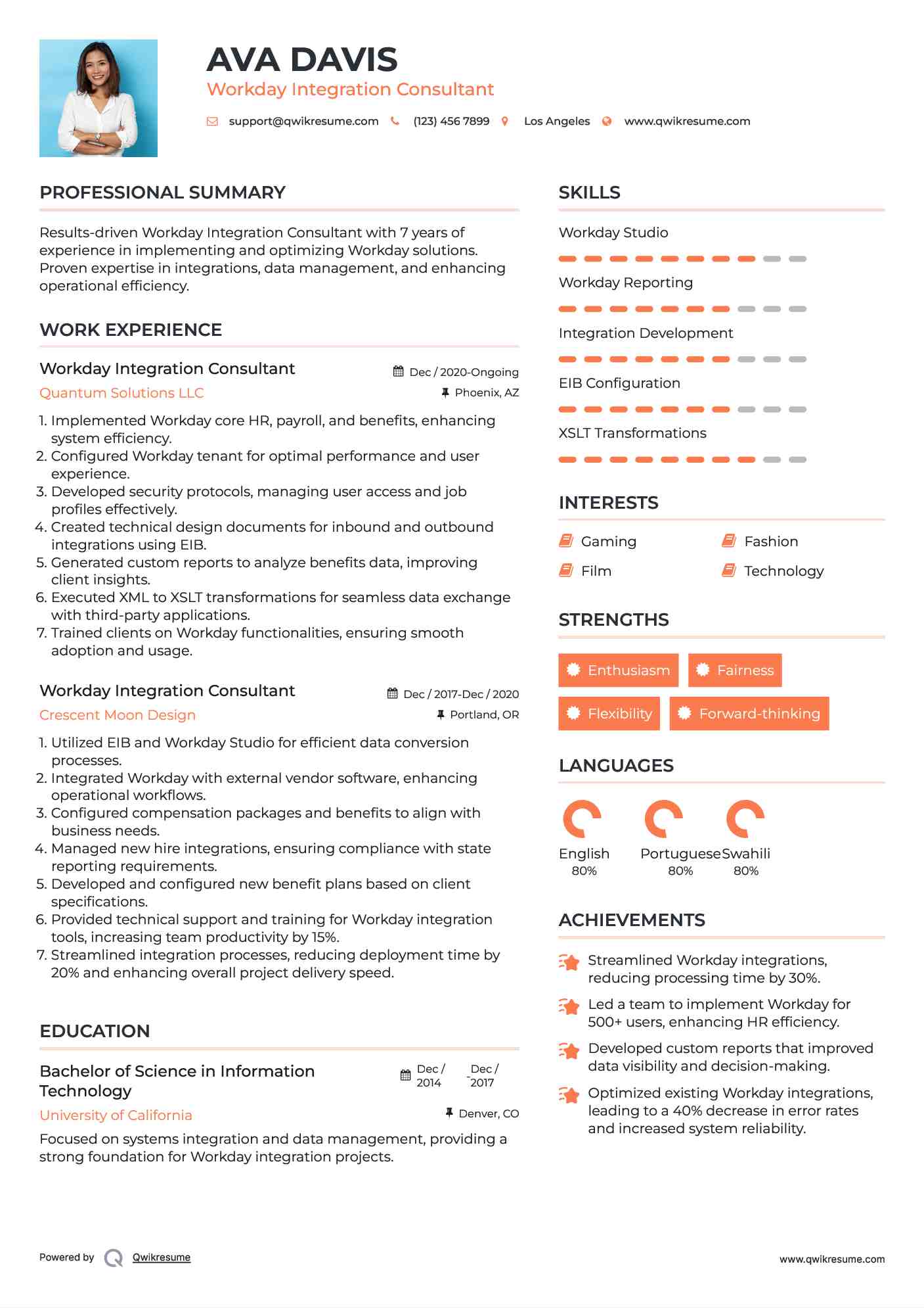 Workday Integration Consultant Resume Format