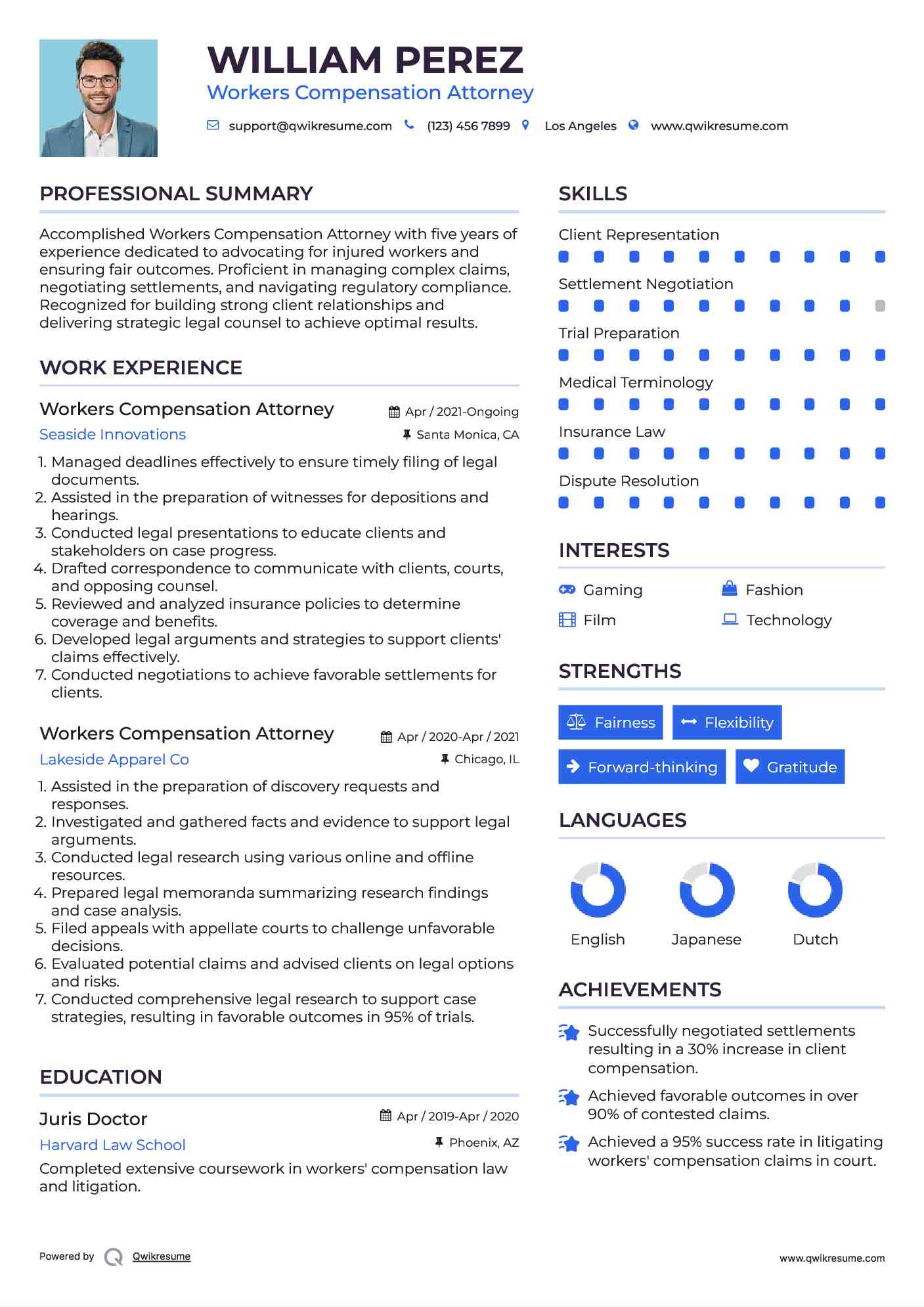 Workers Compensation Attorney Resume Model