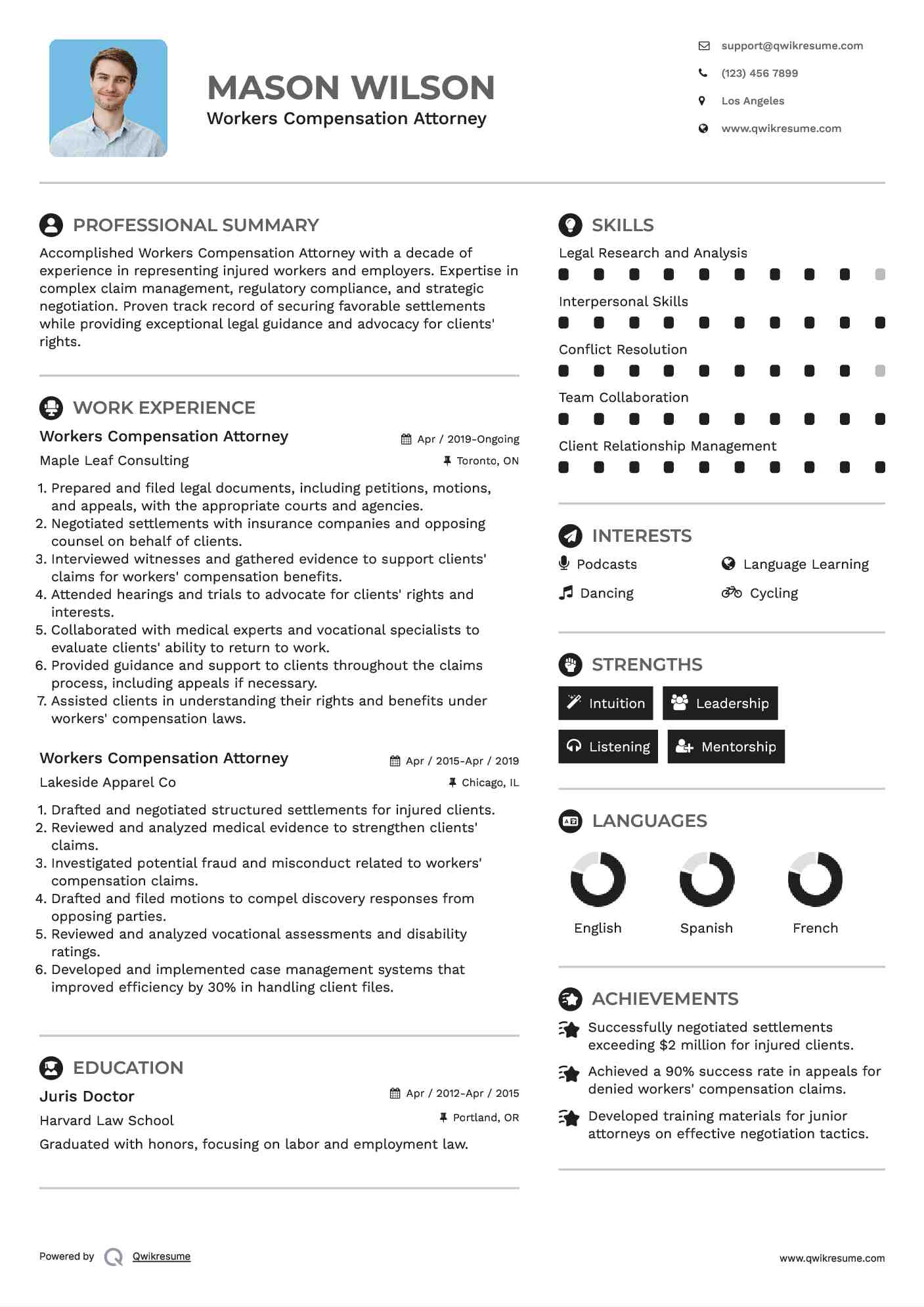 Workers Compensation Attorney Resume Example