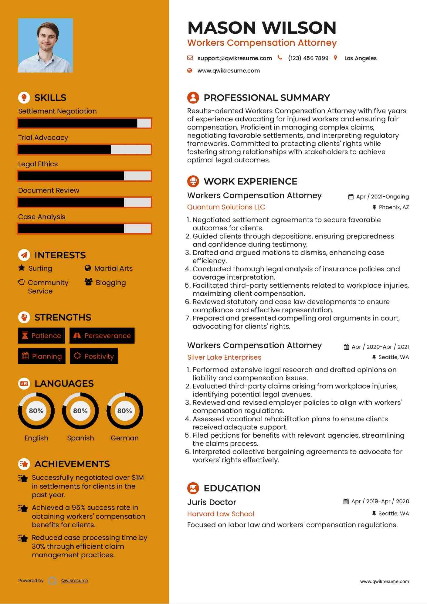 Workers Compensation Attorney Resume Sample