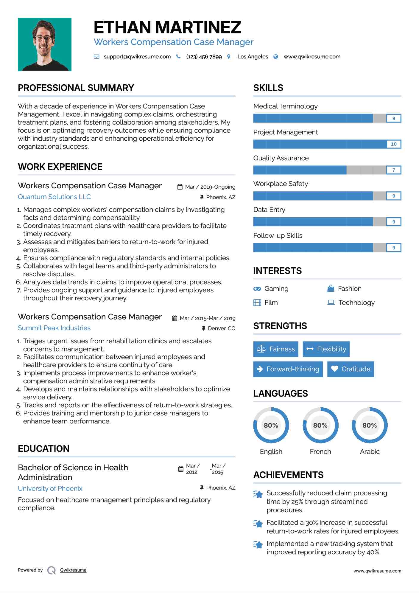 Workers Compensation Case Manager Resume Example