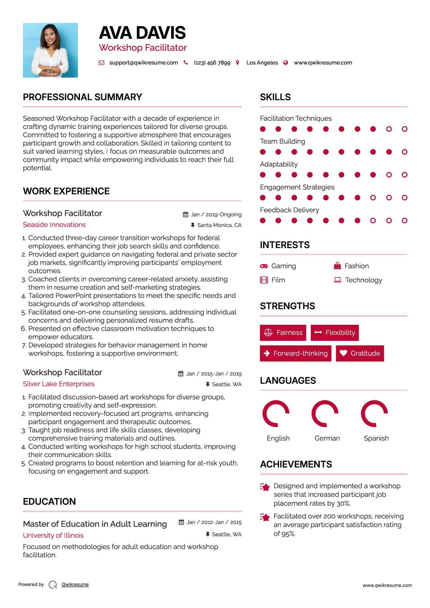 Workshop Facilitator Resume Format
