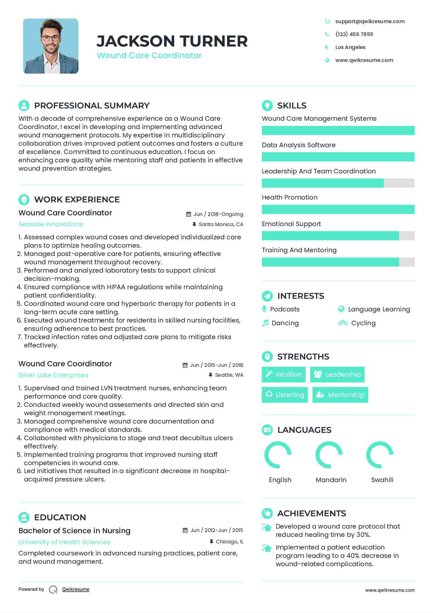 Wound Care Coordinator Resume Samples QwikResume